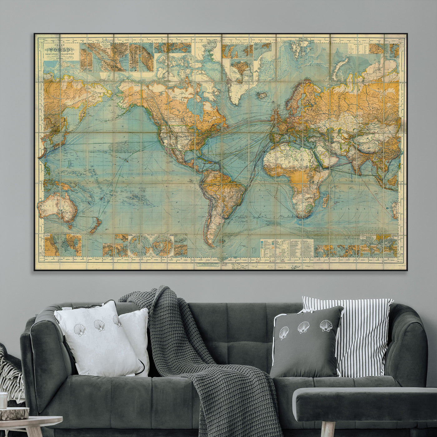 SEG-FC-51X34_Oversize - Push Pin World Map Canvas Print – Framed Wall Art for Couples to Track Their Travels – Anniversary