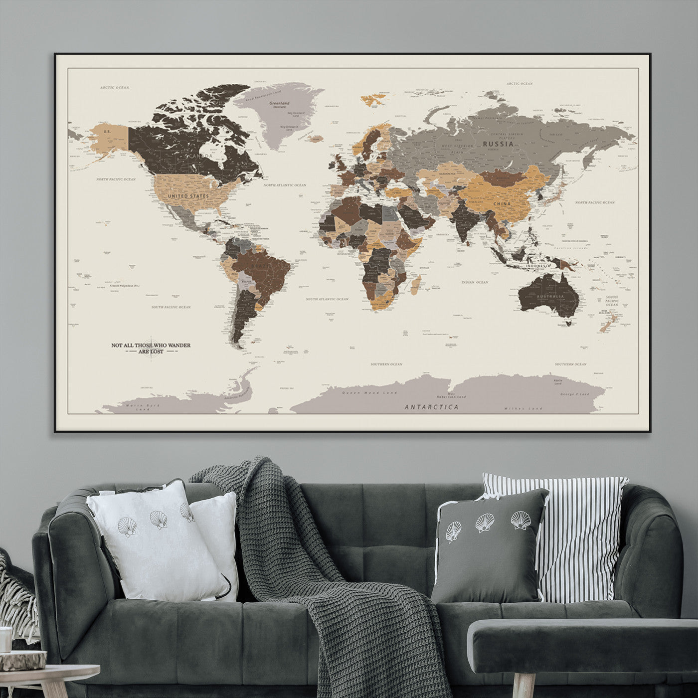 SEG-FC-51X34_Oversize - Push Pin World Map Canvas Print – Framed Wall Art for Couples to Track Their Travels – Anniversary
