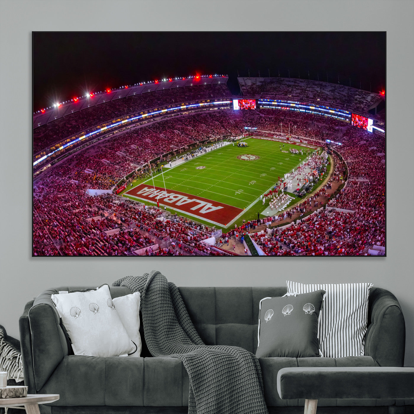SEG-FC-51X34_Oversize - Bryant-Denny Stadium Night Game Triple Canvas Wall Art - Alabama Crimson Tide Football Match