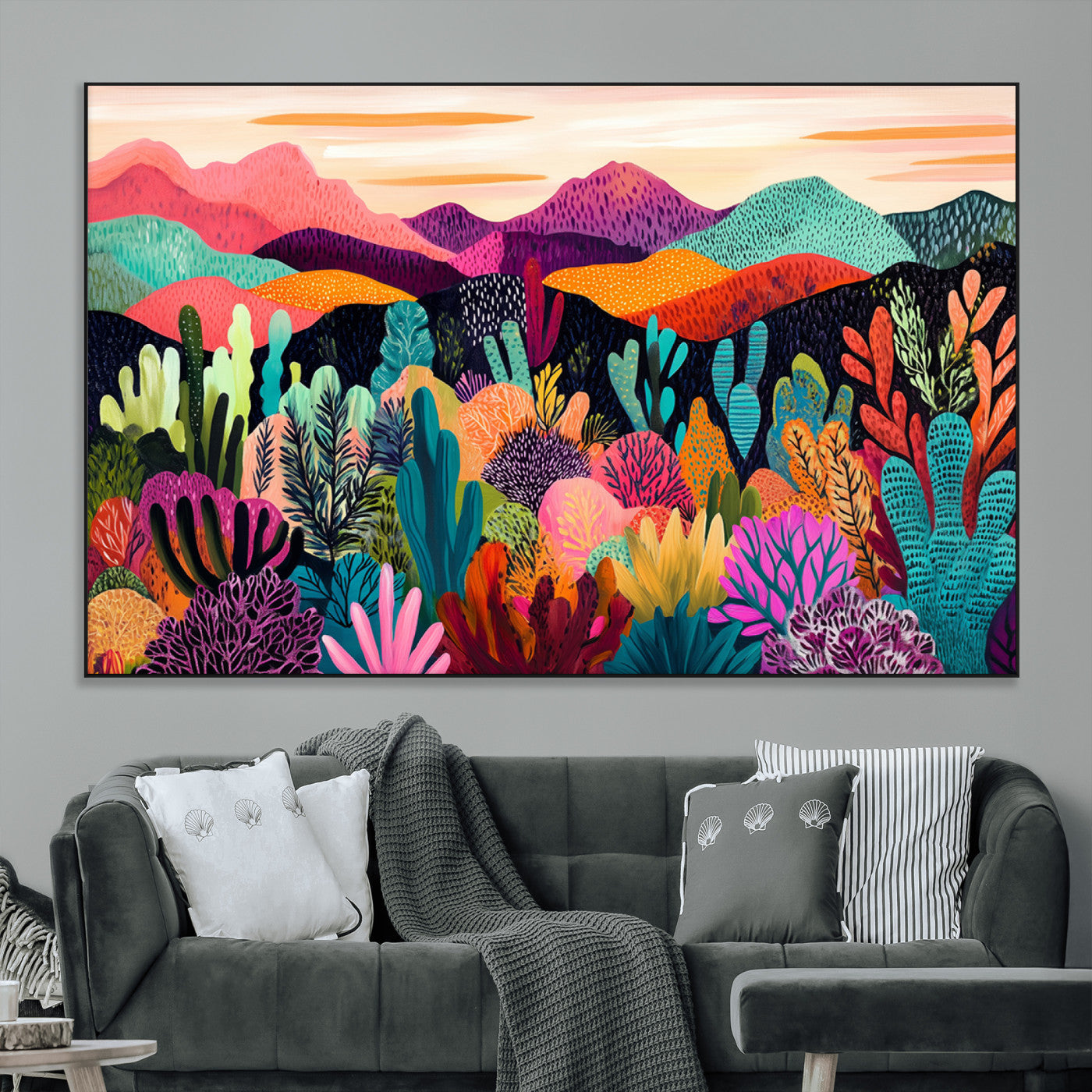 SEG-FC-51X34_Oversize - Abstract Kusama Print - Landscape Canvas Wall Art Print - Vibrant Modern Decor for Living Room,