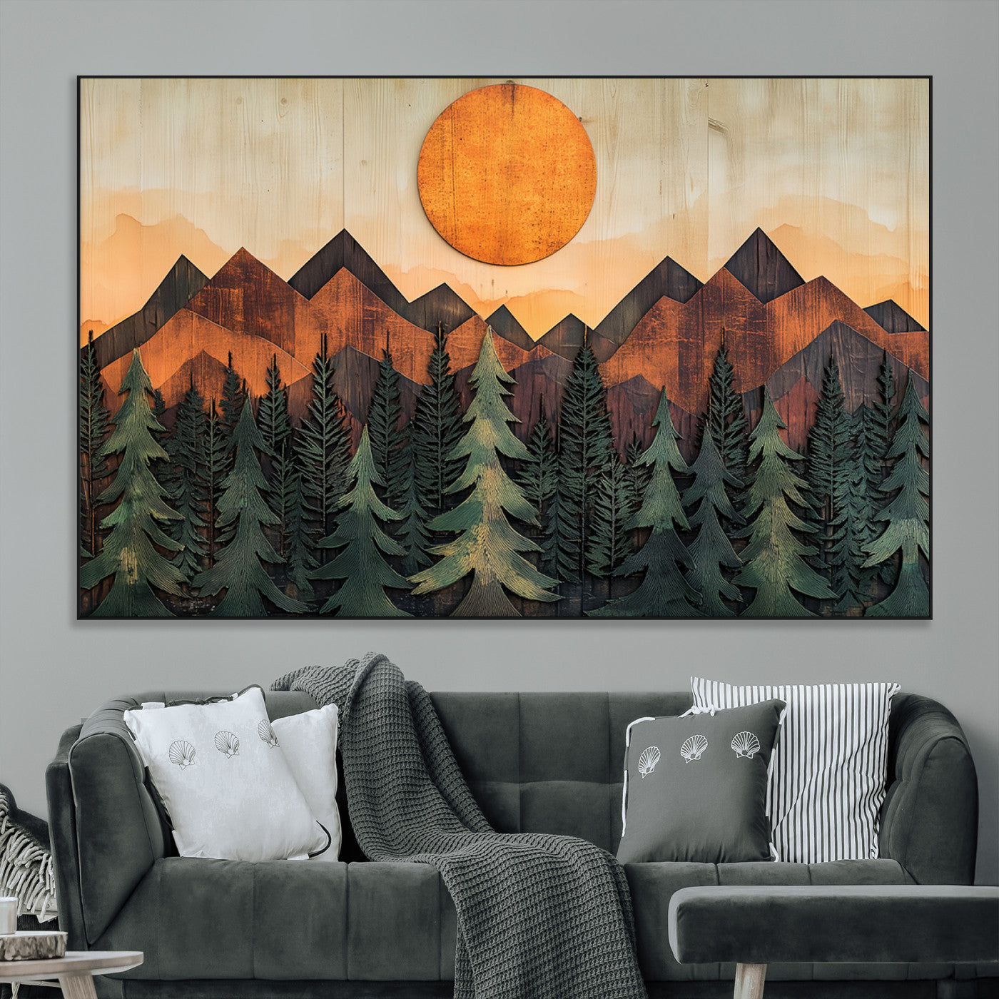 SEG-FC-51X34_Oversize - Sunset Mountain Landscape Canvas Wall Art Print - Nature Decor for Living Room, Office