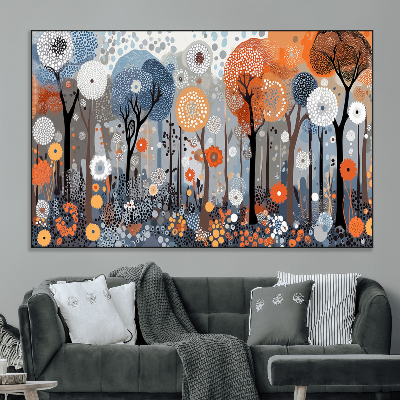 SEG-FC-51X34_Oversize - Abstract Winter Landscape Canvas Wall Art Print - Large Colorful Nature Wall Decor
