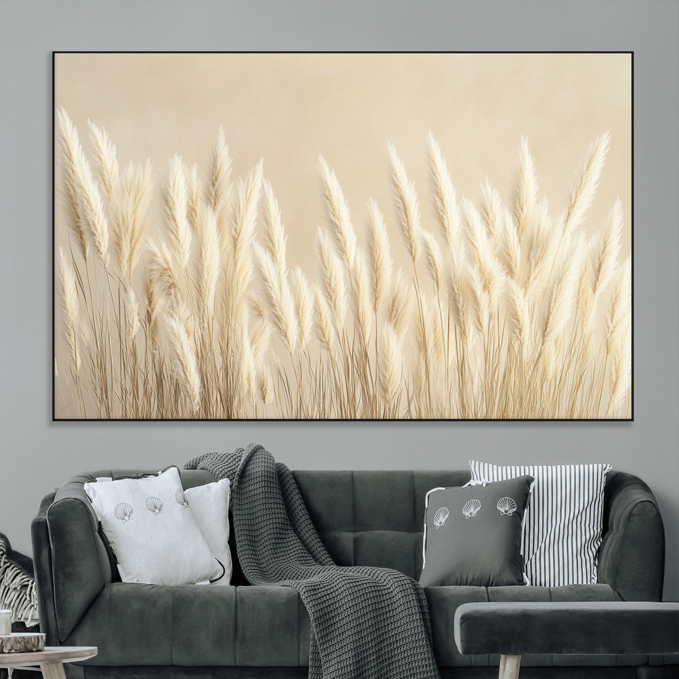 SEG-FC-51X34_Oversize - Grass Wall Art Print - Elegant Neutral Decor for Living Room, Boho Minimalist Artwork, Ready to Hang
