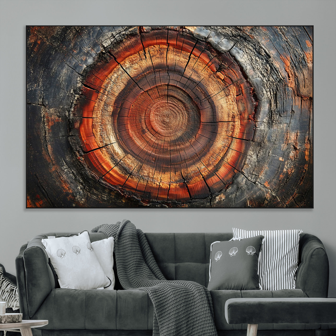 SEG-FC-51X34_Oversize - Wood Grain Canvas Wall Art - Framed Abstract Tree Ring Framed Wall Art, Wood Grain Canvas Wall