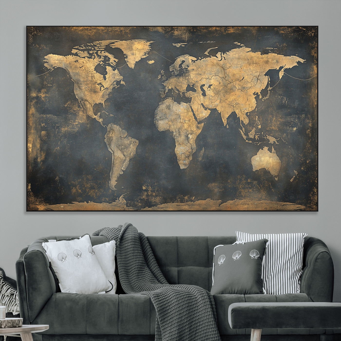 SEG-FC-51X34_Oversize - Push Pin World Map Canvas Print – Framed Wall Art for Couples to Track Their Travels – Anniversary