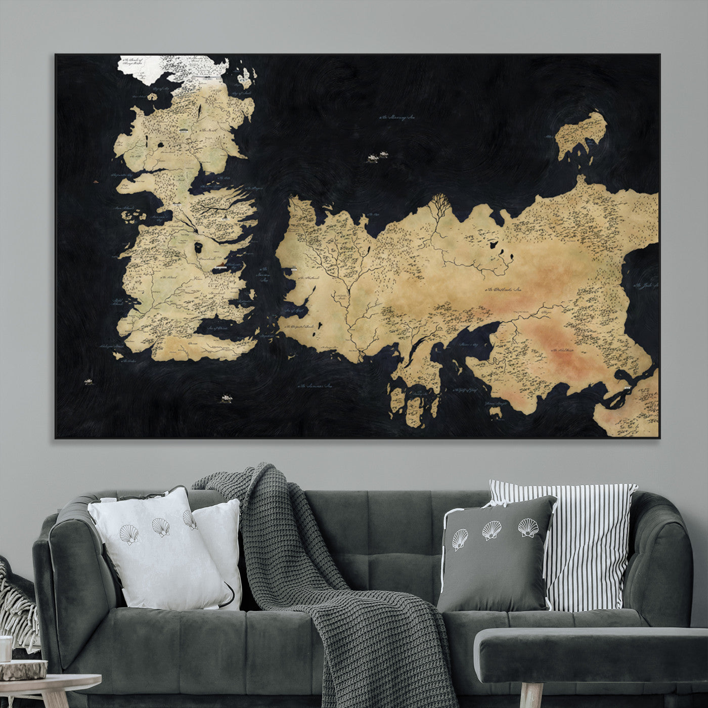SEG-FC-51X34_Oversize - Push Pin World Map Canvas Print – Framed Wall Art for Couples to Track Their Travels – Anniversary