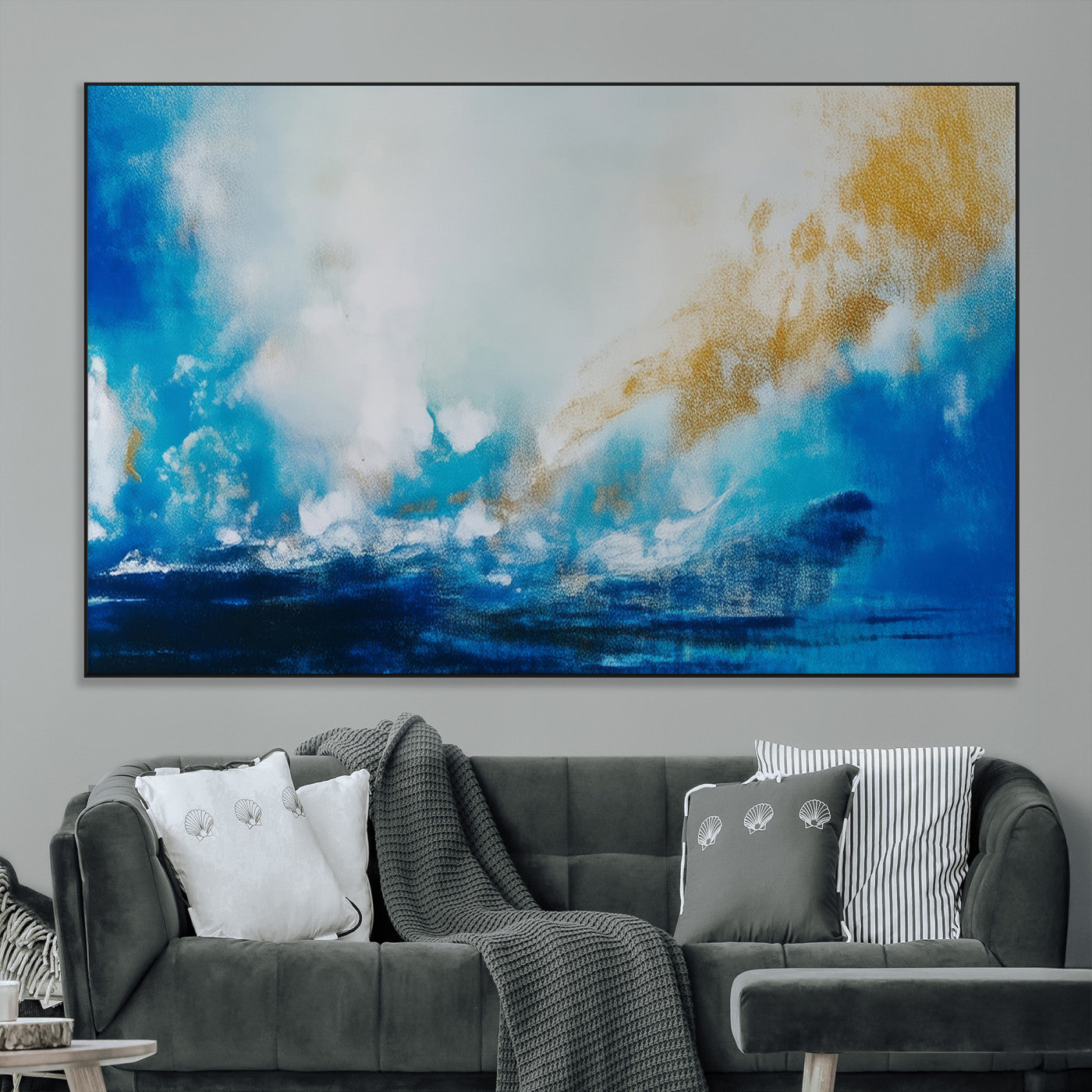 SEG-FC-51X34_Oversize - Blue Abstract Print - Dynamic Ocean-Inspired Canvas Wall Art