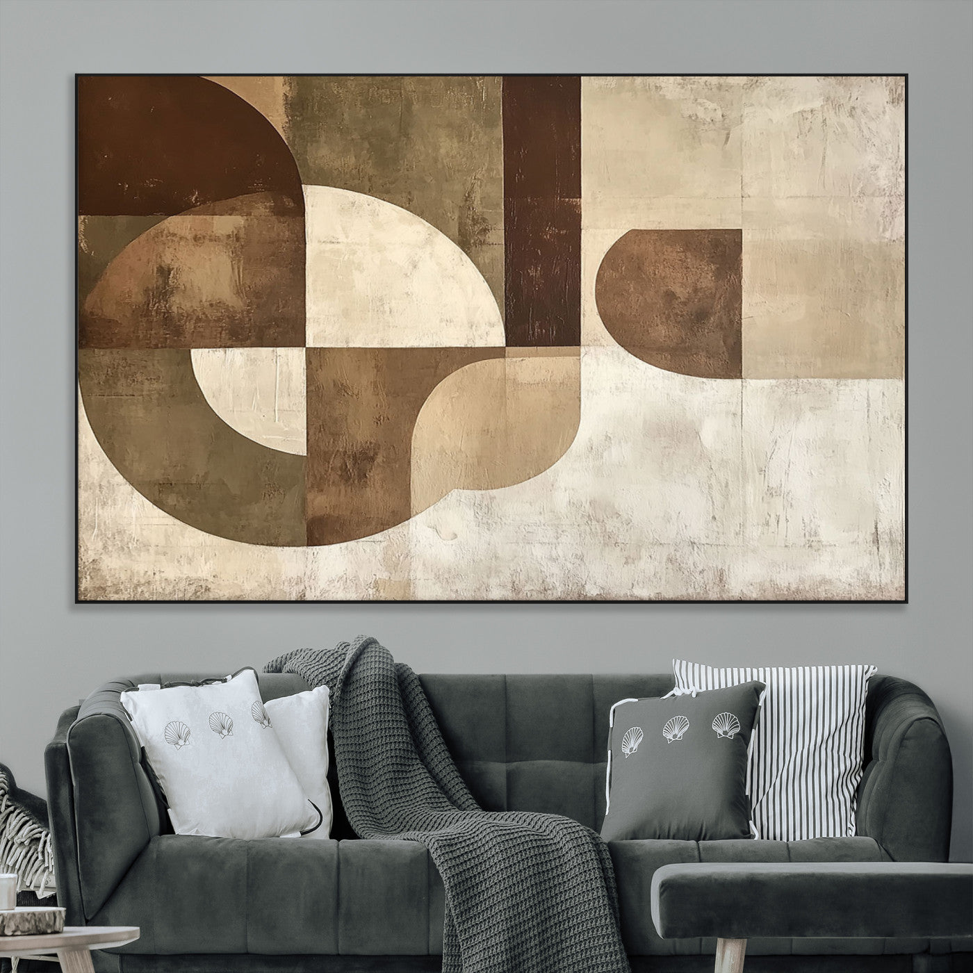 SEG-FC-51X34_Oversize - Wabi Sabi Geometric Wall Art | Abstract Modern Minimalist Canvas Print with Neutral Mid Century Art