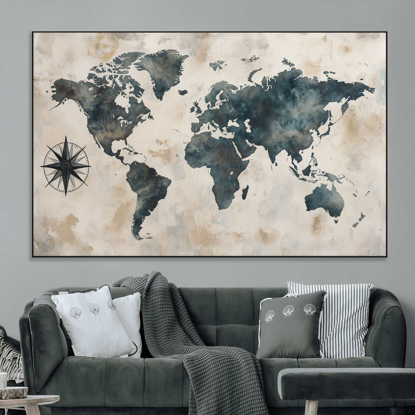 SEG-FC-51X34_Oversize - Push Pin World Map Canvas Print – Framed Wall Art for Couples to Track Their Travels – Anniversary