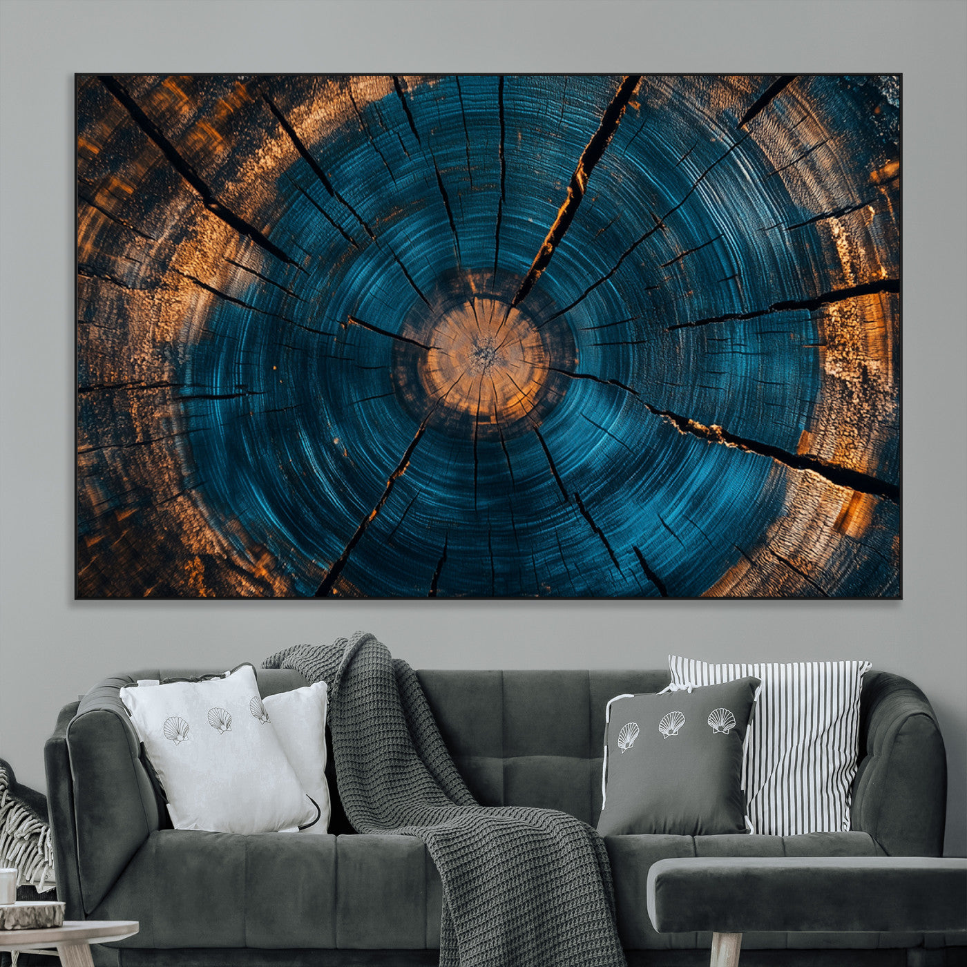 SEG-FC-51X34_Oversize - Abstract Tree Rings Wall Art Canvas Print - Wood Grain Rings Artwork Print - Nature Woodland Modern
