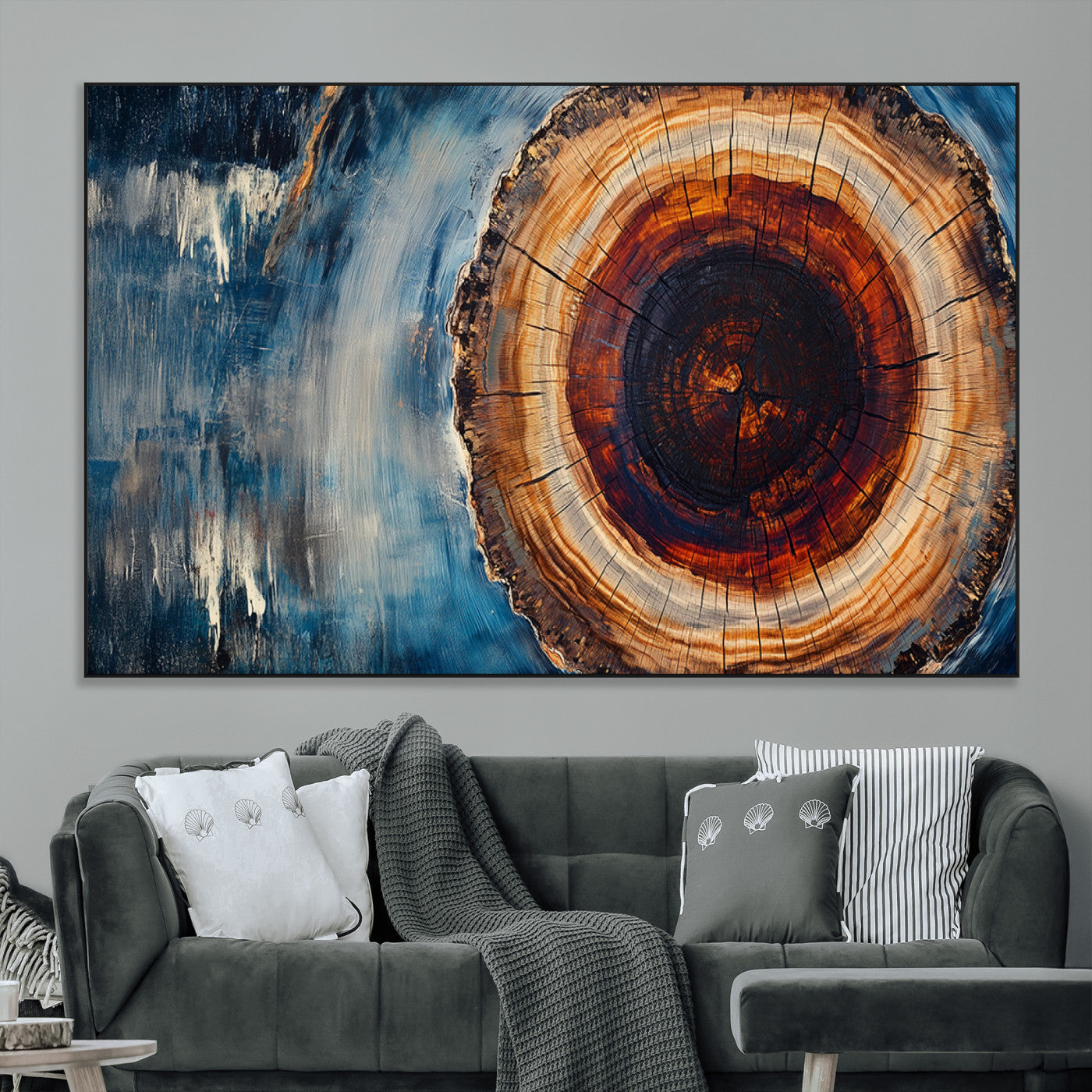 SEG-FC-51X34_Oversize - Abstract Tree Rings Wall Art Canvas Print - Wood Grain Rings Canvas Print - Nature Woodland Wall