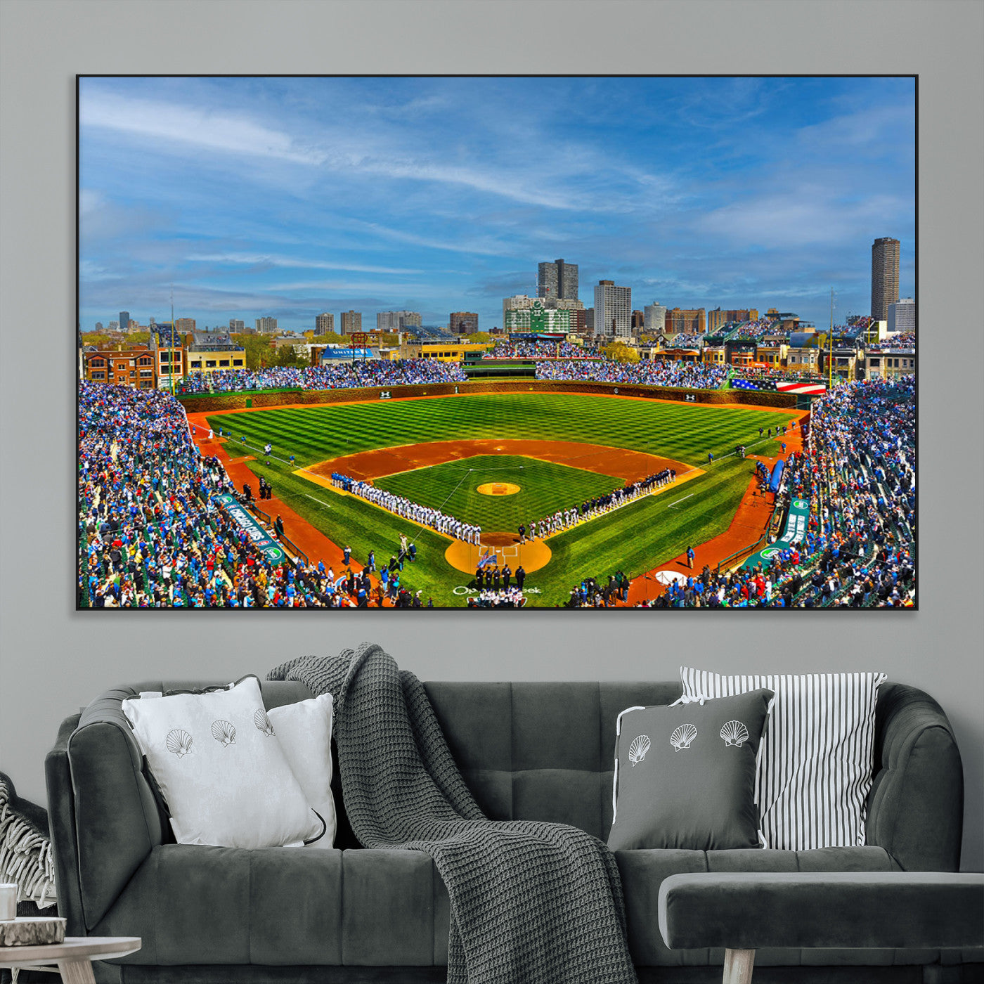 SEG-FC-51X34_Oversize - Wrigley Field Chicago Cubs Panoramic Multi Piece Canvas Wall Art - Iconic Baseball Stadium Canvas