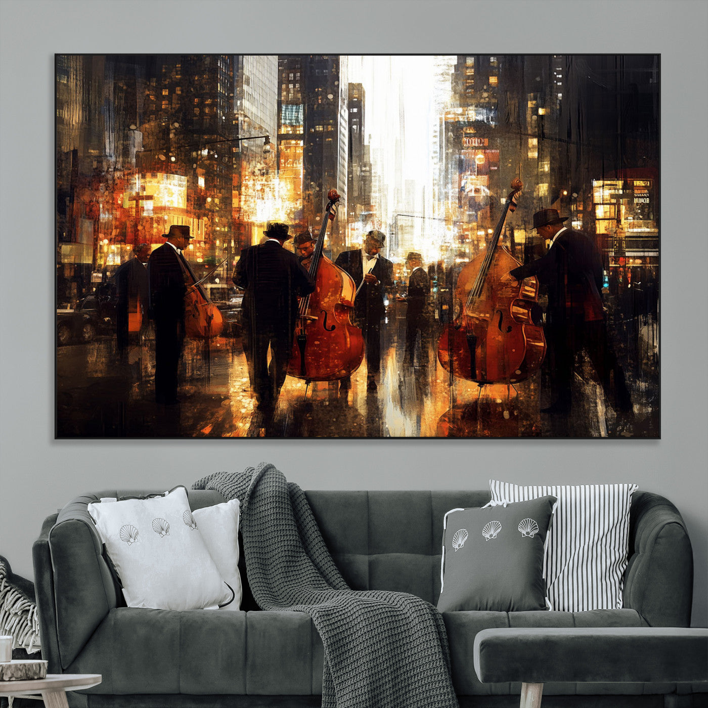 SEG-FC-51X34_Oversize - Abstract Jazz Art Wall Art Canvas Print - Framed Abstract Music Canvas - Colorful Instrument Poster