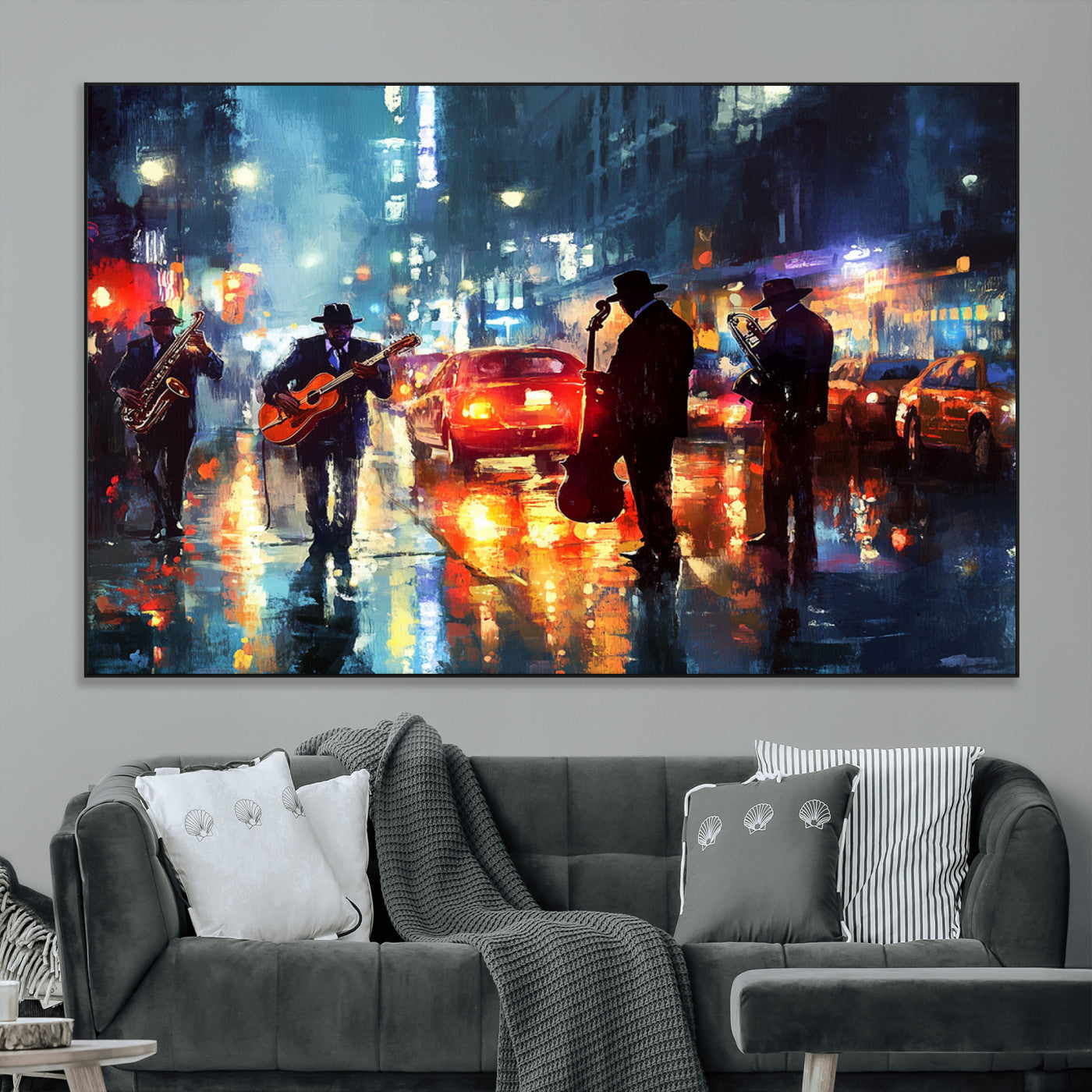 SEG-FC-51X34_Oversize - African American Jazz Canvas - Abstract Music Wall Art Print - Abstract Jazz Wall Art Framed Prints