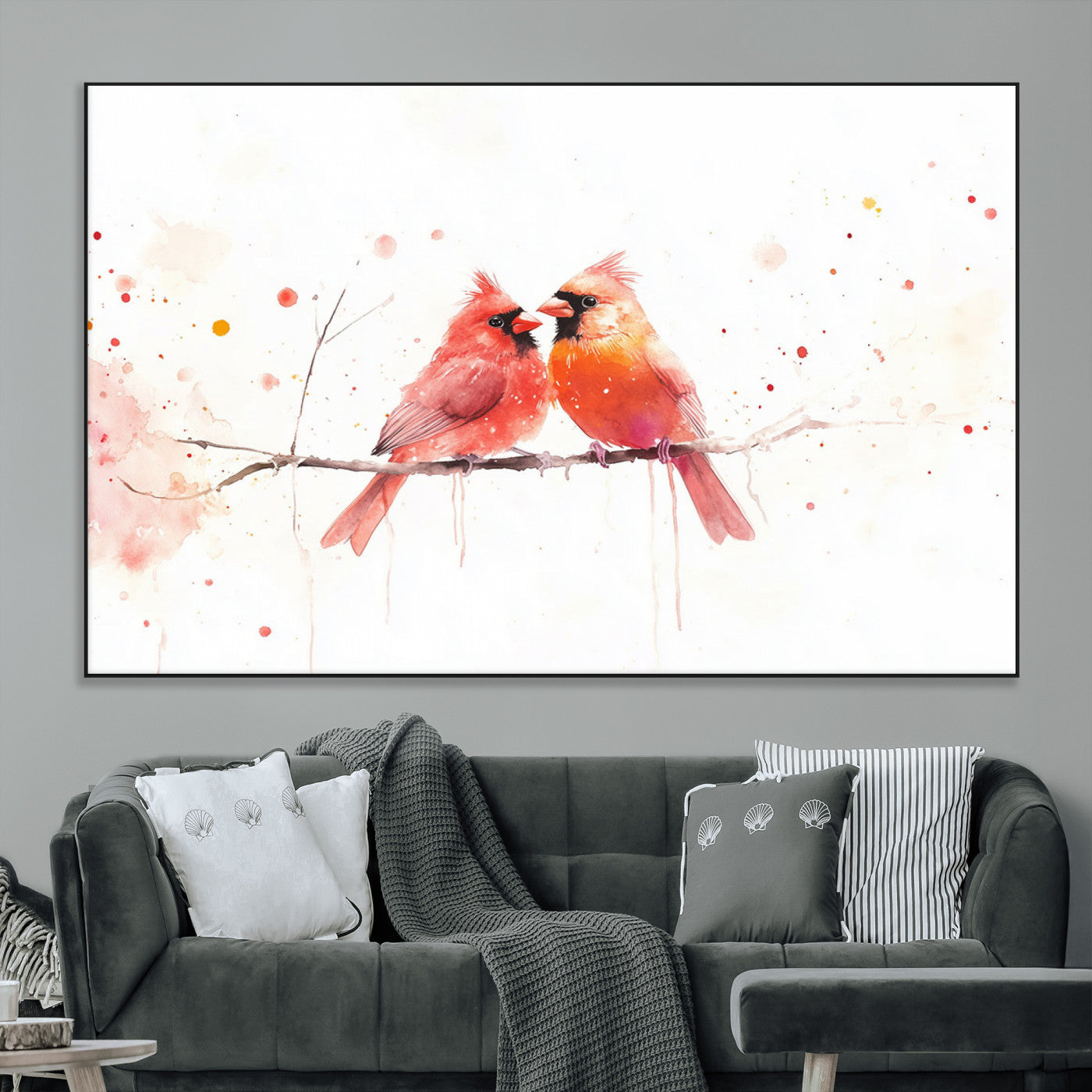 SEG-FC-51X34_Oversize - Cardinal Bird Canvas Wall Art - Male and Female Cardinal Print - Nature-Inspired Bird Wall Decor for