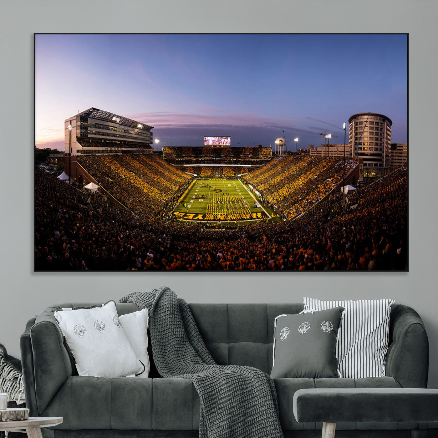 SEG-FC-51X34_Oversize - Iowa Hawkeyes Kinnick Stadium Wall Art Canvas Print, Framed Iowa Hawkeyes Kinnick Stadium Canvas