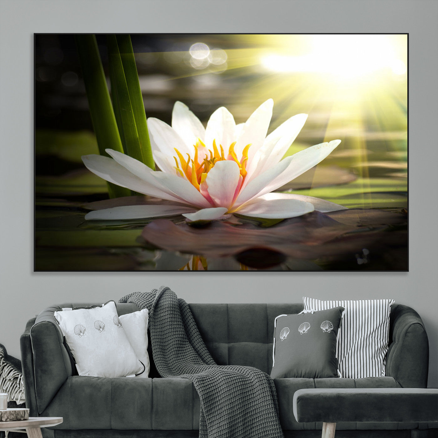 SEG-FC-51X34_Oversize - Lotus Flower Wall Art Canvas Print, Water Lily Large Wall Art Canvas Print