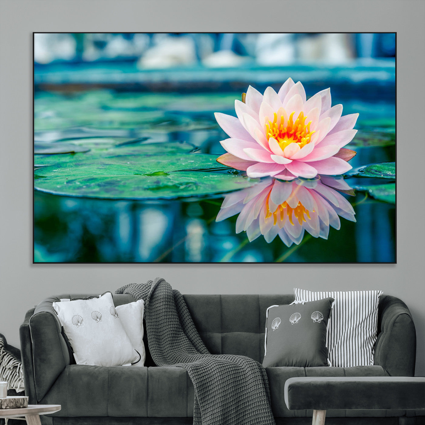 SEG-FC-51X34_Oversize - Lotus Flower Wall Art Canvas Print, Water Lily Large Wall Art Canvas Print for Yoga Room Decor,