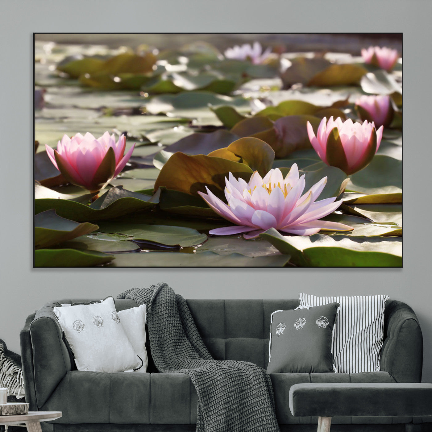 SEG-FC-51X34_Oversize - Lotus Flower Wall Art Canvas Print, Water Lily Large Wall Art Canvas Print for Yoga Room Decor,