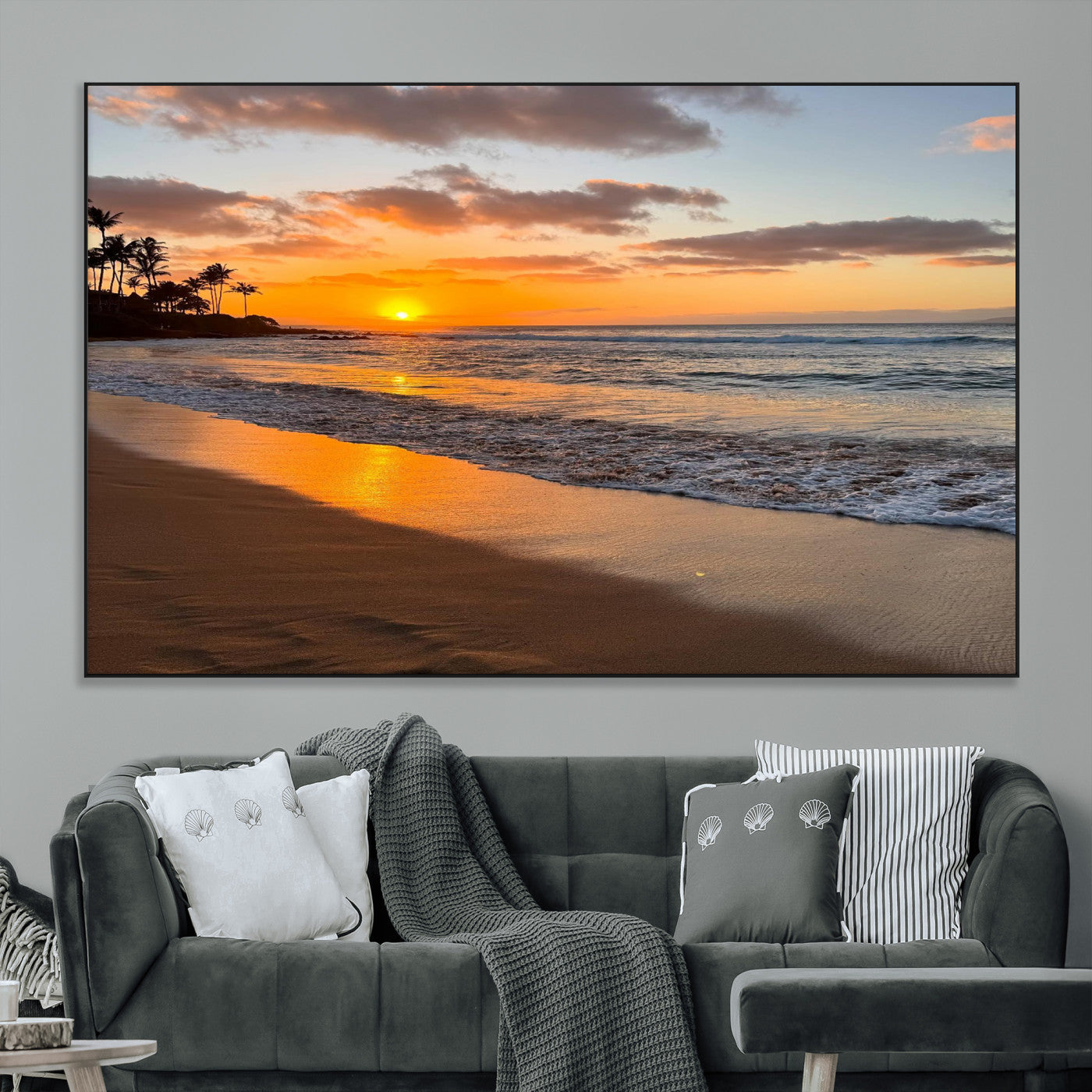 SEG-FC-51X34_Oversize - Sunset Wall Art Print - Stunning Beach Sunset Canvas Artwork for Elegant Home or Office Coastal
