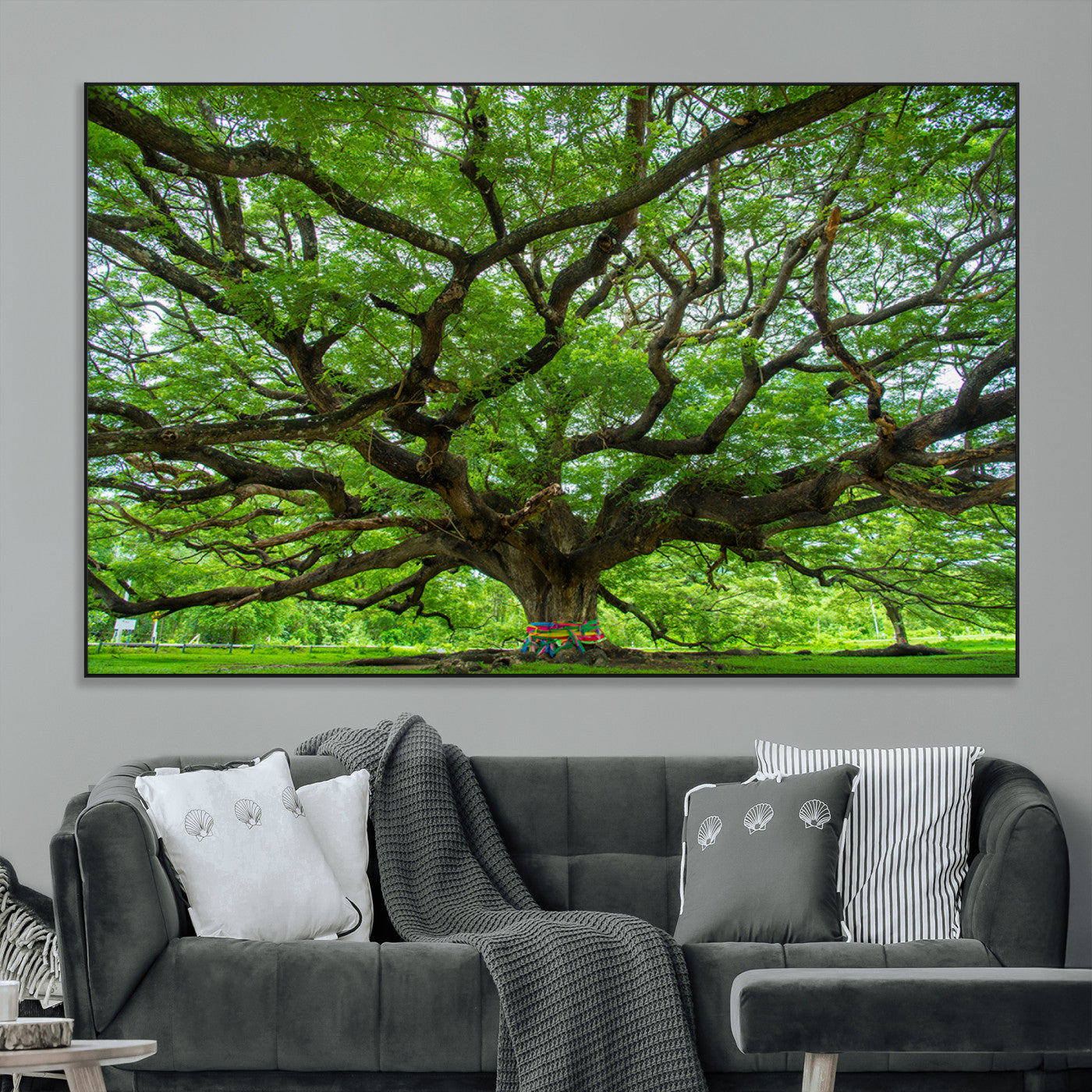 SEG-FC-51X34_Oversize - Oak Tree Wall Art Print, Forest Canvas Wall Art for Home and Office, Framed Angel Oak Tree Canvas