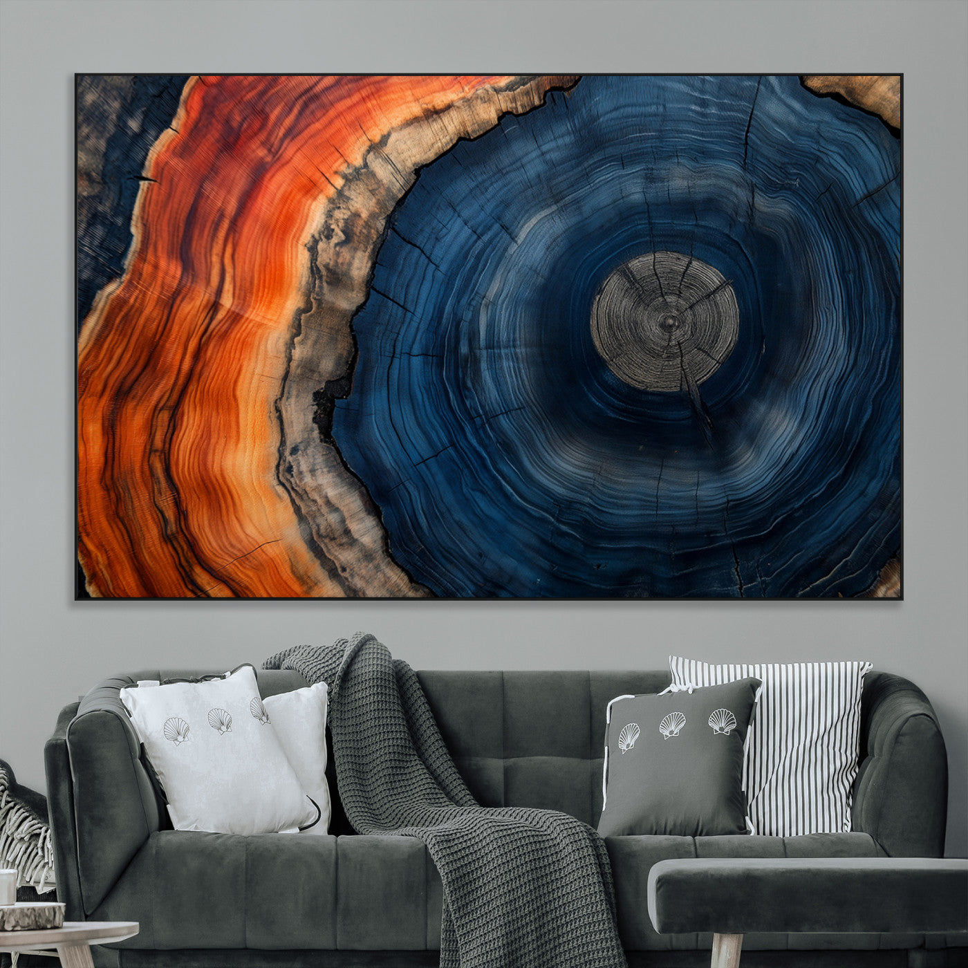 SEG-FC-51X34_Oversize - Tree Rings Wall Art Canvas Print, Rustic Wood Print, Framed Natural Texture Art Print, Wood Grain