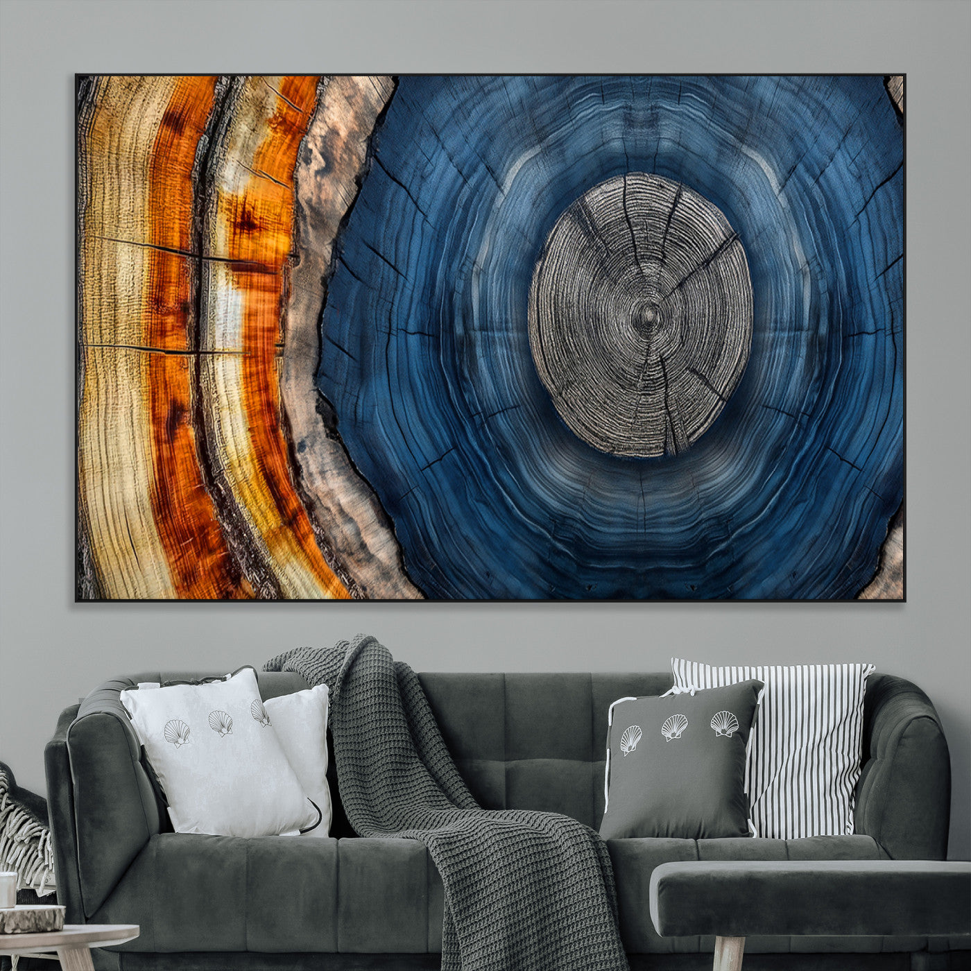 SEG-FC-51X34_Oversize - Abstract Tree Rings Wall Art Canvas Print - Wood Grain Rings Artwork Print - Nature Woodland Modern