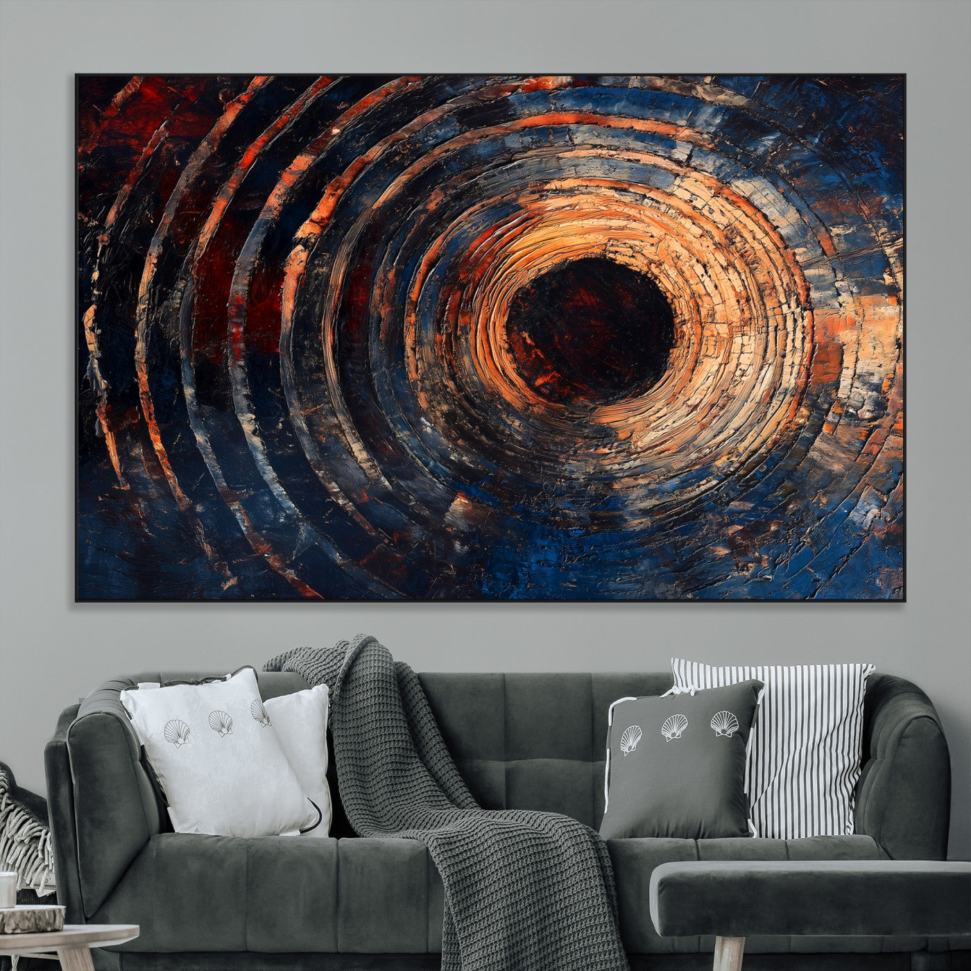 SEG-FC-51X34_Oversize - Wood Tree Ring Wall Art Canvas Print, Framed Natural Wood Art Picture Print, Rustic Tree Slice Perfect Rustic Decor Artwork