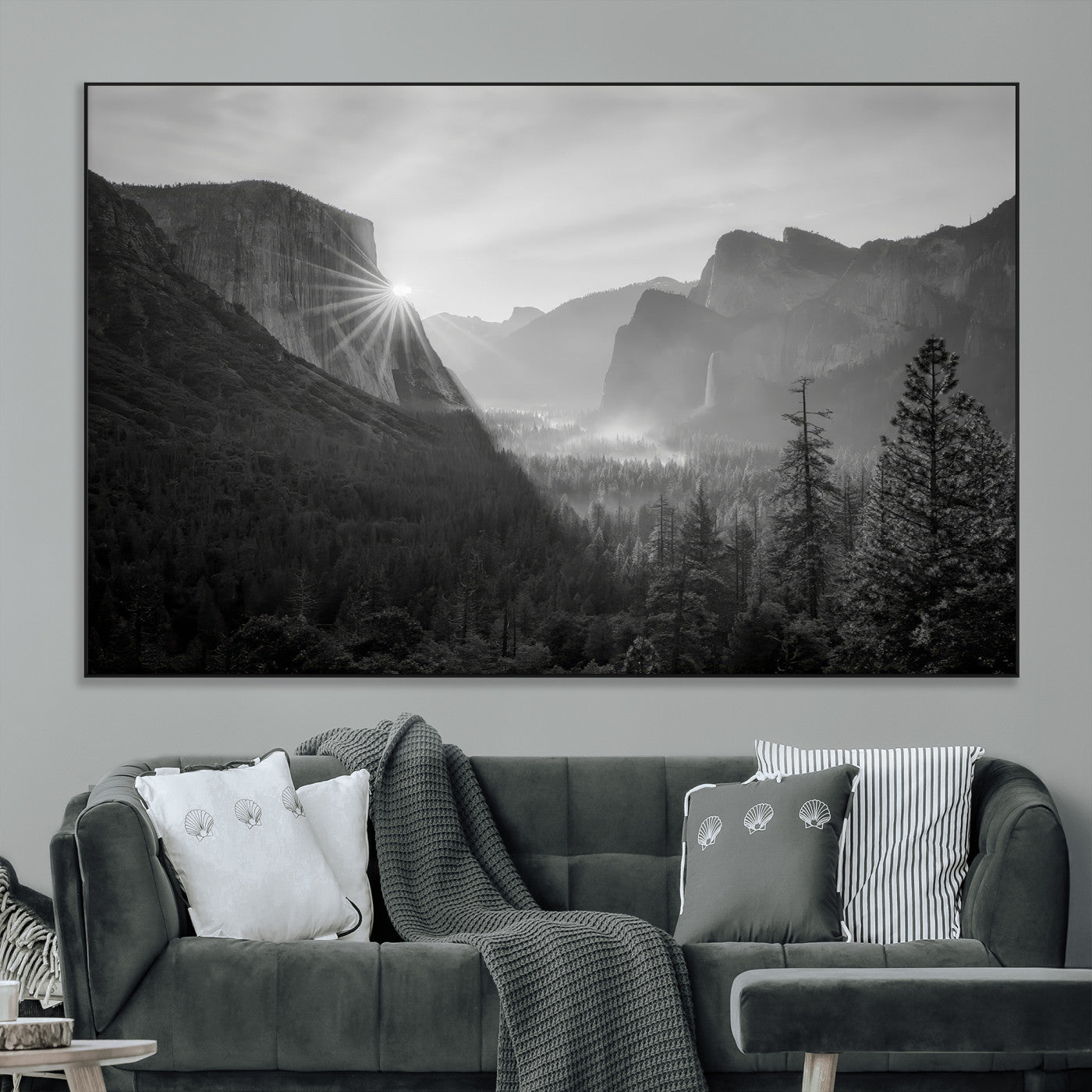 SEG-FC-51X34_Oversize - Yosemite Valley Wall Art Canvas Print, Framed El Capitan Sunrise Art Picture Print, Misty Mountain Perfect Modern Rustic Decor Artwork