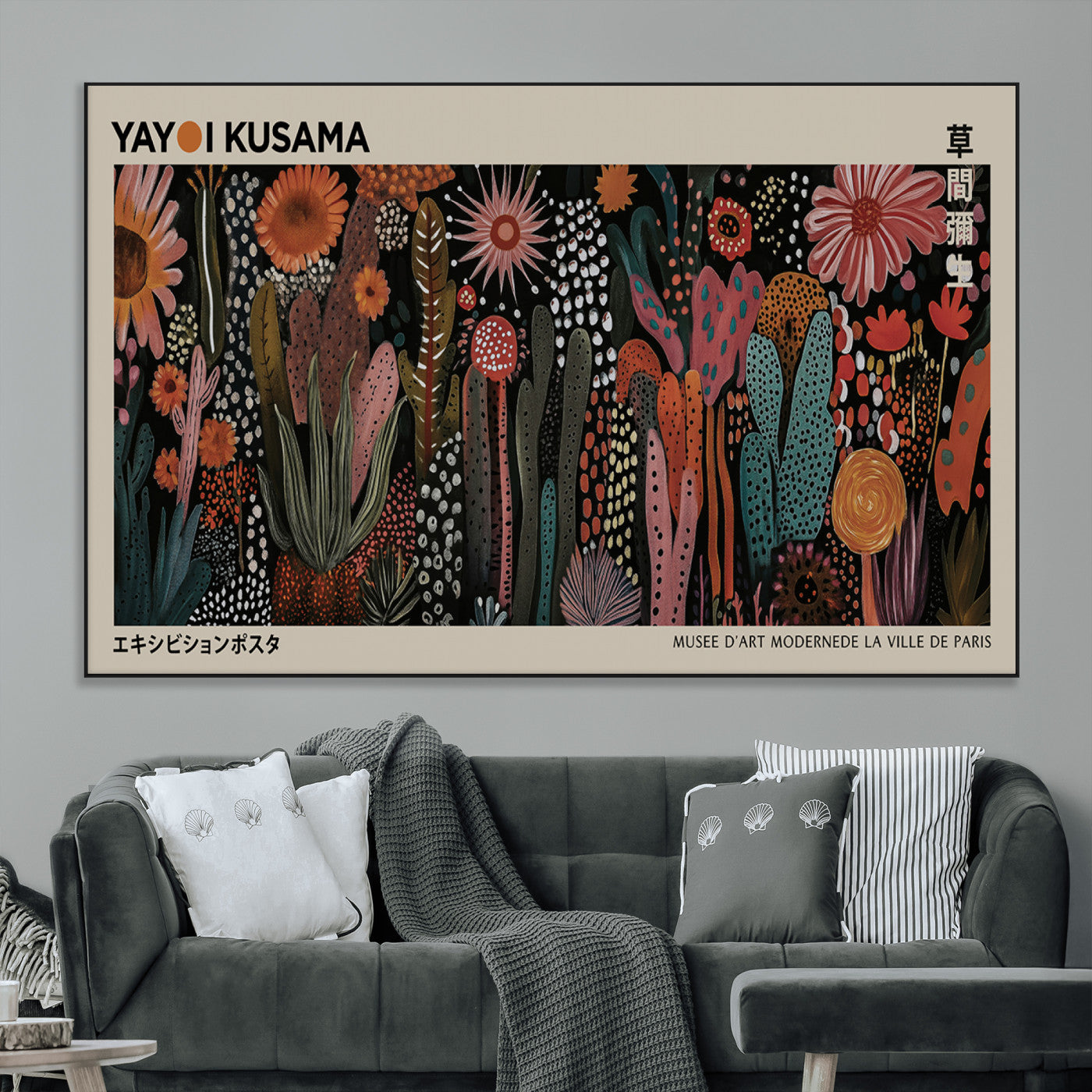 SEG-FC-51X34_Oversize - Modern Japanese Wall Art Print Yayoi Kusama Canvas Wall Art Abstract Mount Fuji Canvas Print