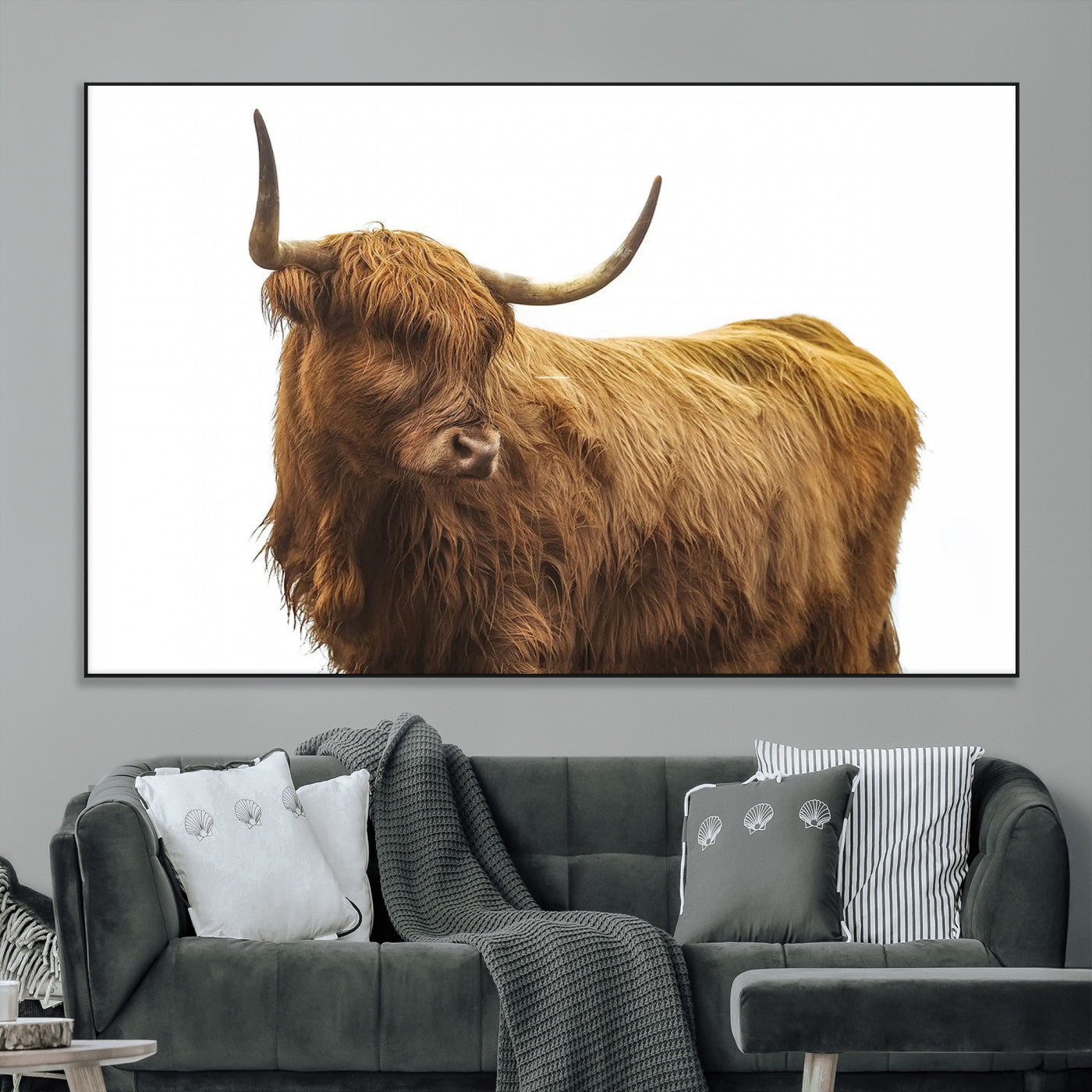 SEG-FC-51X34_Oversize - Highland Cow Wall Art Canvas Print, Framed Farmhouse Wall Art Art Picture Print, Rustic Animal Decor Perfect Rustic Farmhouse Decor Artwork