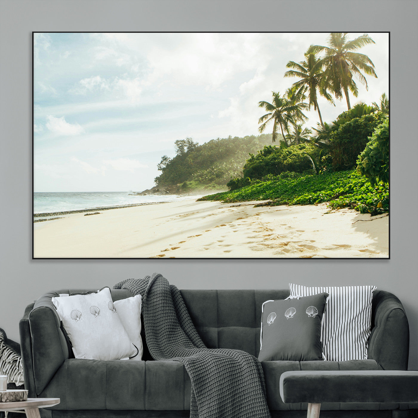 SEG-FC-51X34_Oversize - Relaxing Beach Wall Art Canvas Print, Framed Ocean View Art Picture Print, Coastal Serenity Perfect Tropical Coastal Decor Artwork