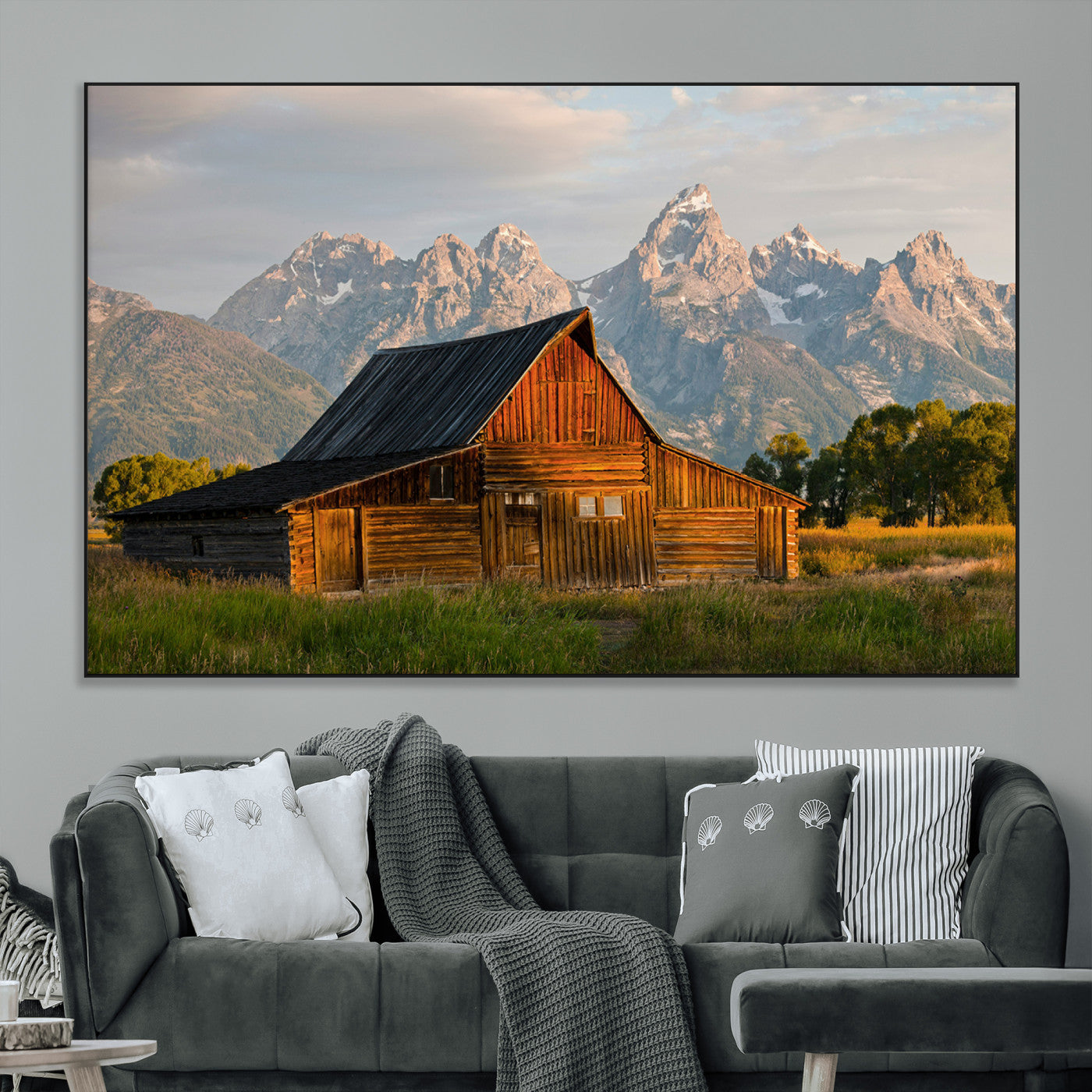 SEG-FC-51X34_Oversize - Rustic Barn Wall Art Canvas Print, Framed Western Landscape Art Picture Print, Farmhouse Style Perfect Rustic Farmhouse Decor Artwork