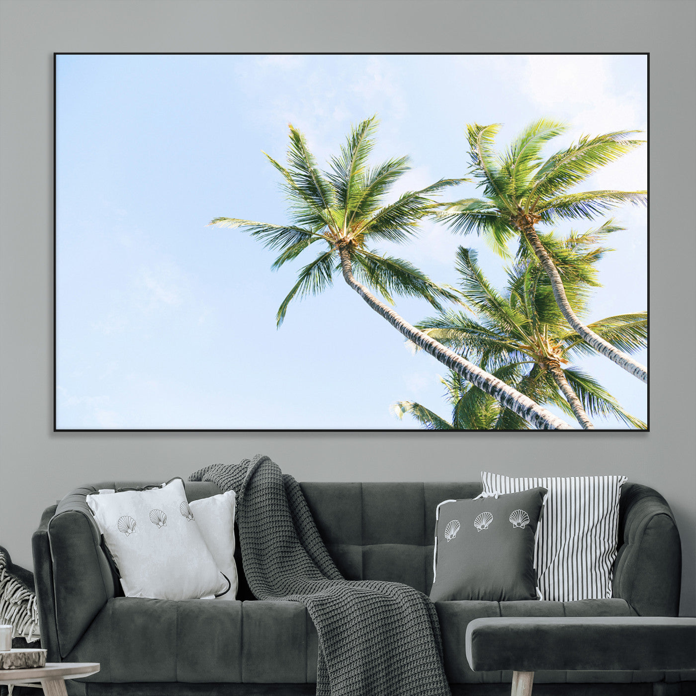 SEG-FC-51X34_Oversize - Palm Trees Wall Art Canvas Print, Framed Tropical Art Picture Print, Coastal Perfect Tropical Decor Artwork