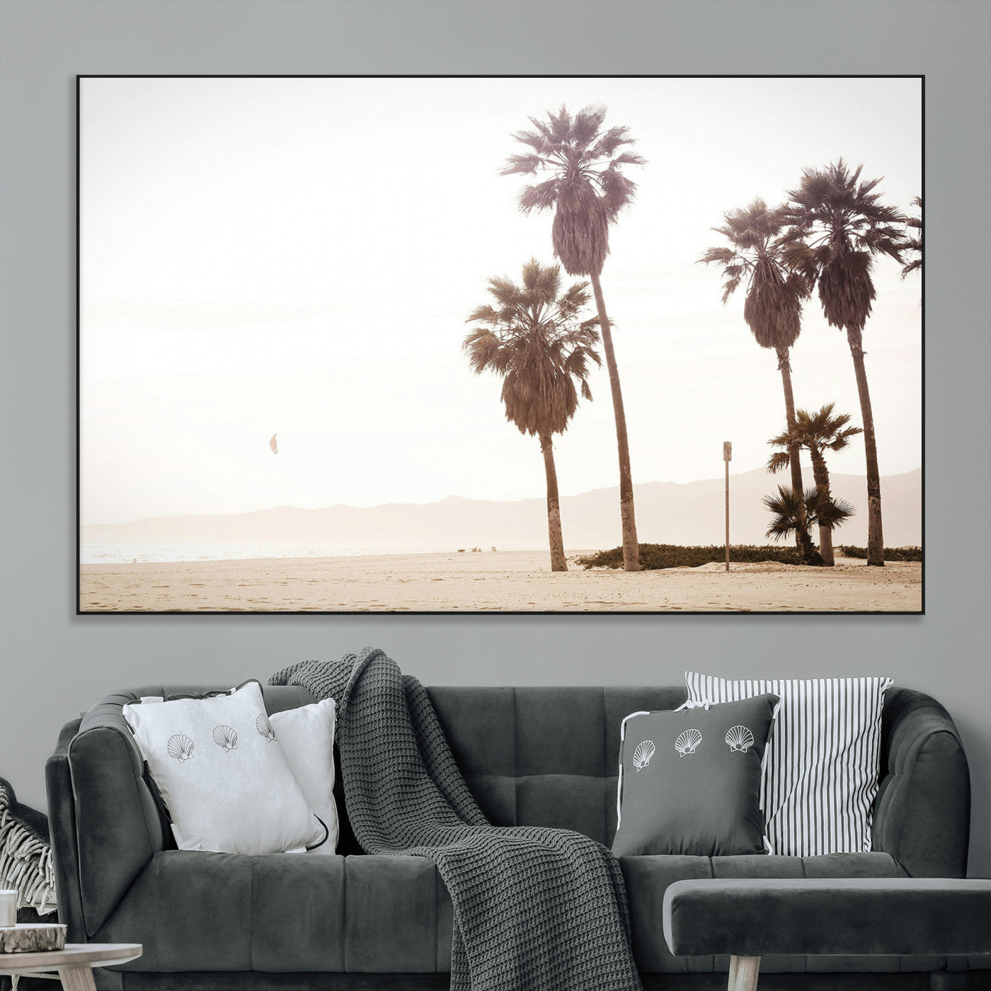 SEG-FC-51X34_Oversize - Coastal Light Wall Art Canvas Print, Framed Relaxing Shoreline Art Picture Print, Minimalist Ocean Perfect Tropical Serenity Decor Artwork