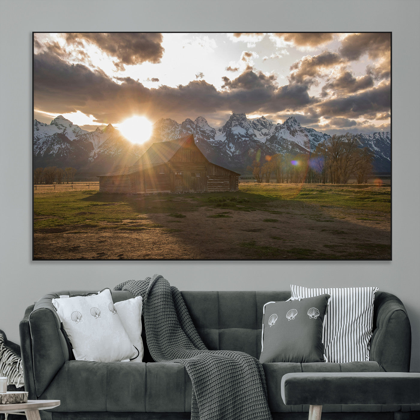 SEG-FC-51X34_Oversize - Snowy Peaks Wall Art Canvas Print, Framed Nature Escape Art Picture Print, Rustic Charm Perfect Rustic Western Decor Artwork