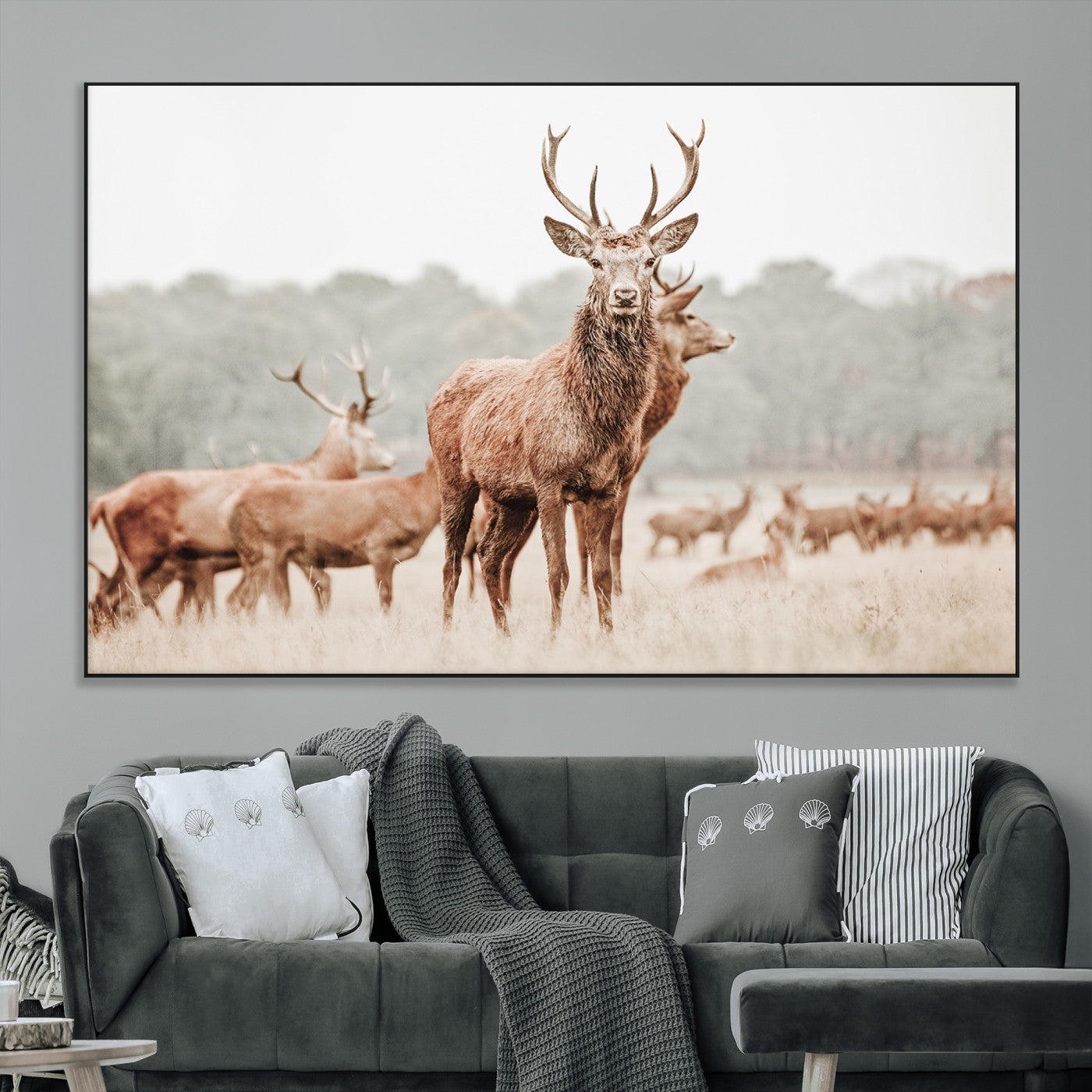 SEG-FC-51X34_Oversize - Rustic Nature Art Wall Art Canvas Print, Framed Stag Canvas Print Art Picture Print, Woodland Decor Perfect Rustic Lodge Decor Artwork