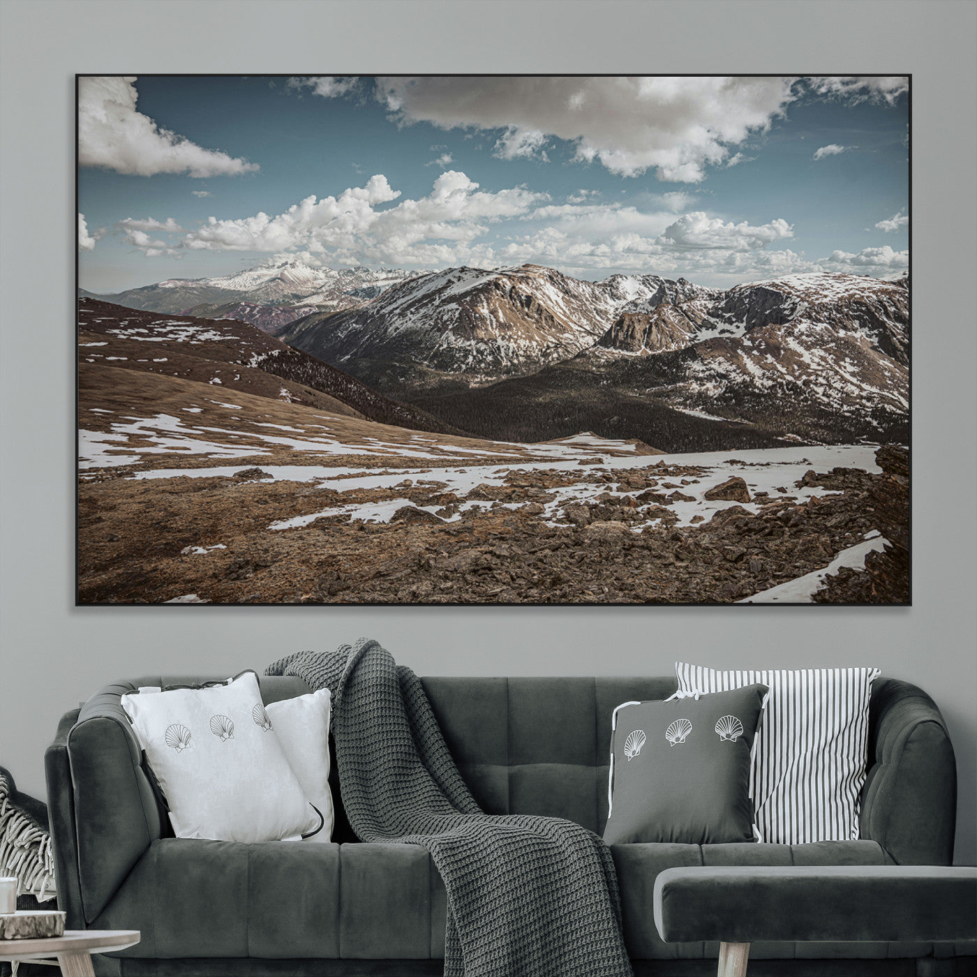 SEG-FC-51X34_Oversize - Mountain Landscape Wall Art Canvas Print, Framed Snowy Peaks Art Picture Print, Rugged Highlands Perfect Rustic Adventure Decor Artwork