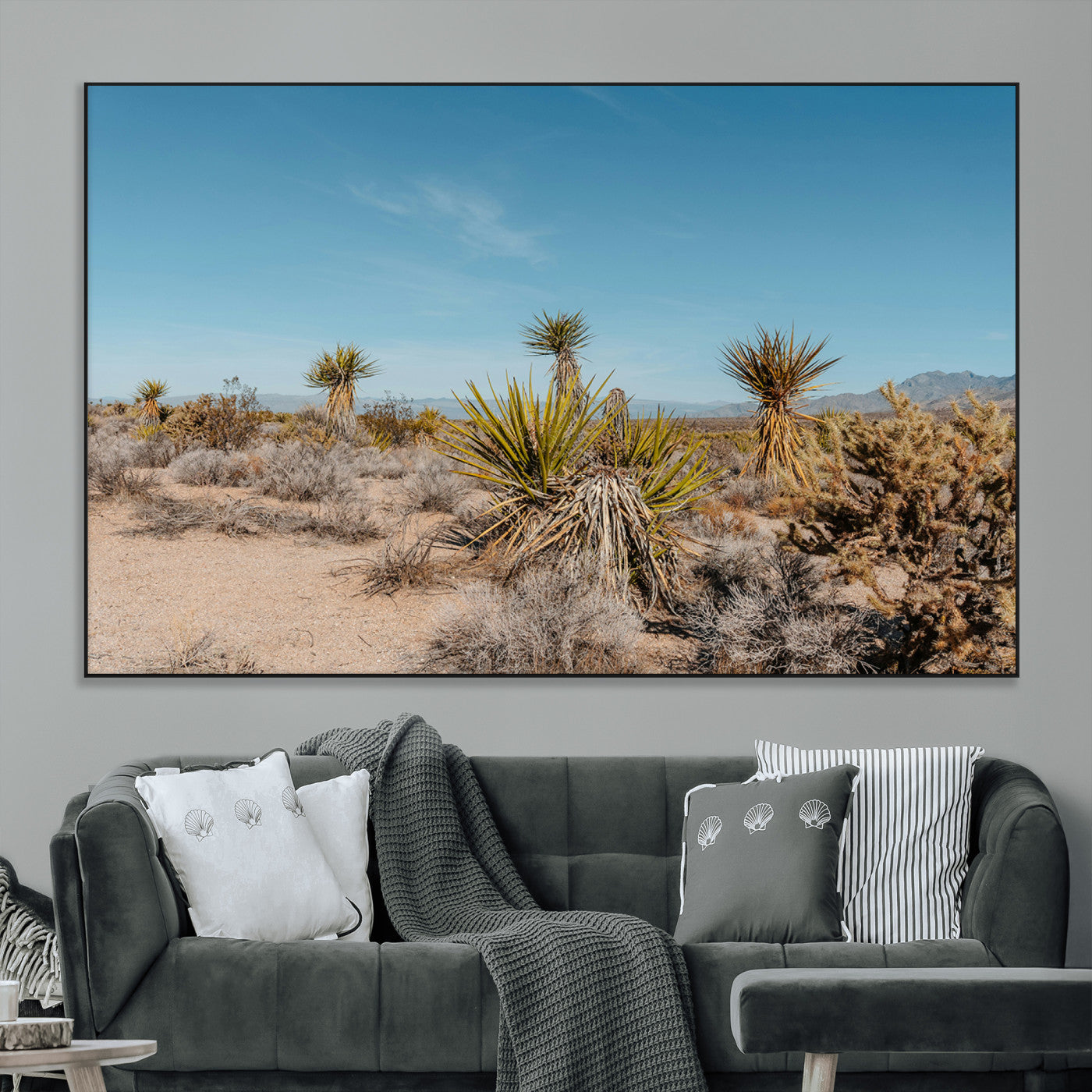 SEG-FC-51X34_Oversize - Joshua Tree Wall Art Canvas Print, Framed Desert Landscape Art Picture Print, Warm Earth Tones Perfect Southwestern Minimalist Decor Artwork