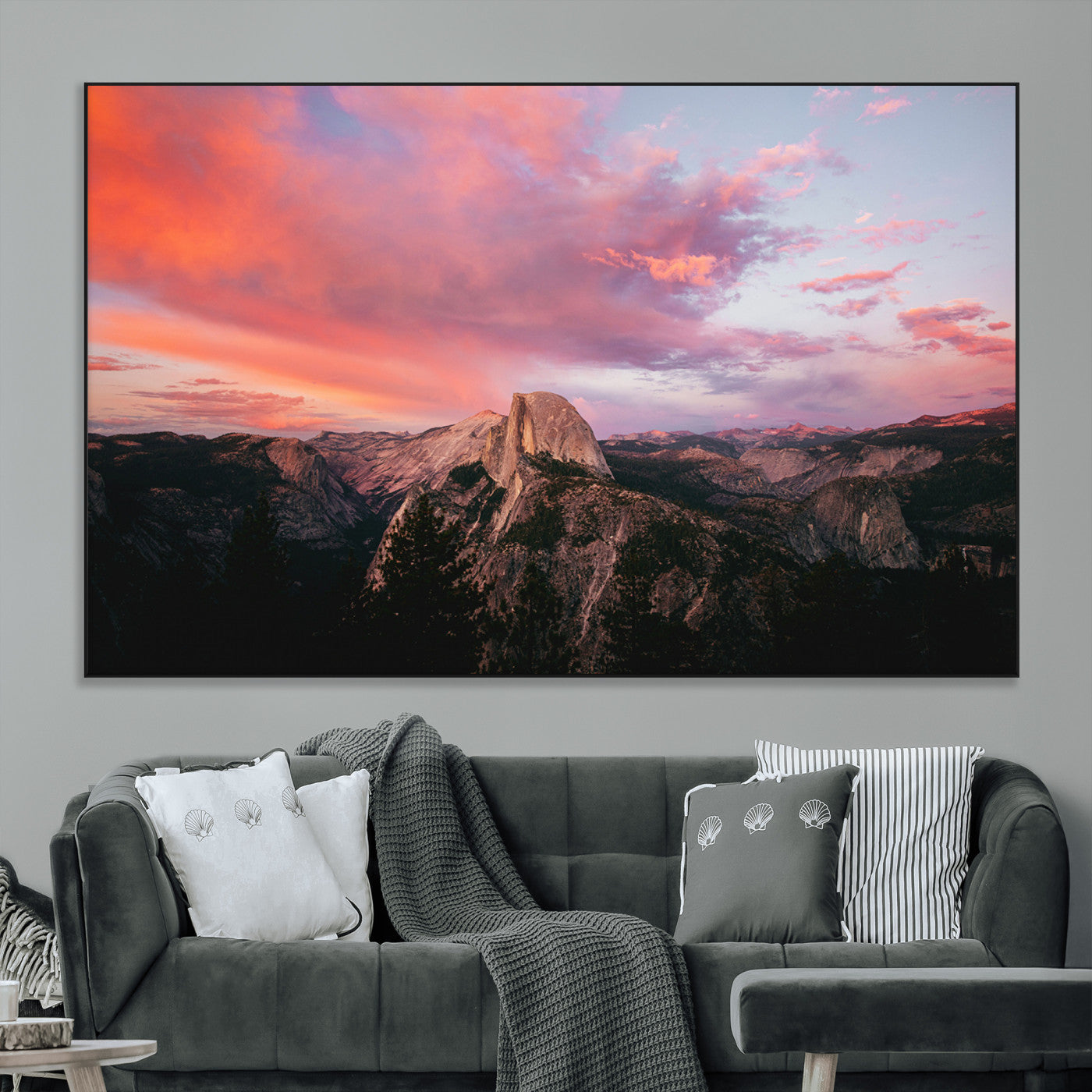 SEG-FC-51X34_Oversize - Half Dome Wall Art Canvas Print, Framed Yosemite National Park Art Picture Print, Dramatic Sunset Perfect Adventurous Wilderness Decor Artwork