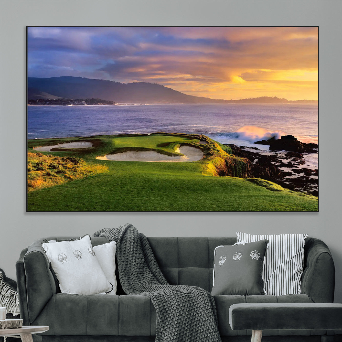 SEG-FC-51X34_Oversize - Pebble Beach Golf Links Wall Art Canvas Print – Iconic Coastal Golf Course Artwork, Perfect for