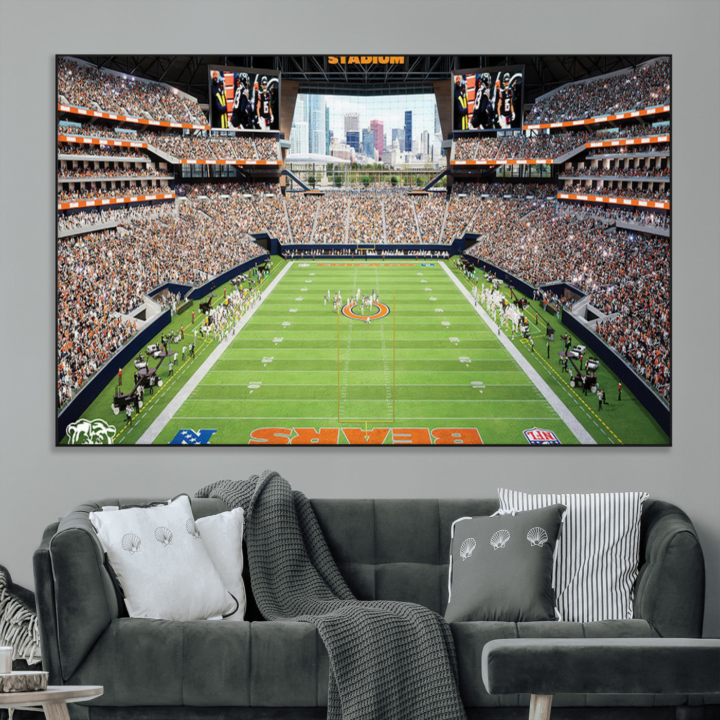 SEG-FC-51X34_Oversize - Chicago Bears Soldiers Field Wall Art Canvas Print – Framed Football Stadium Artwork for Sports