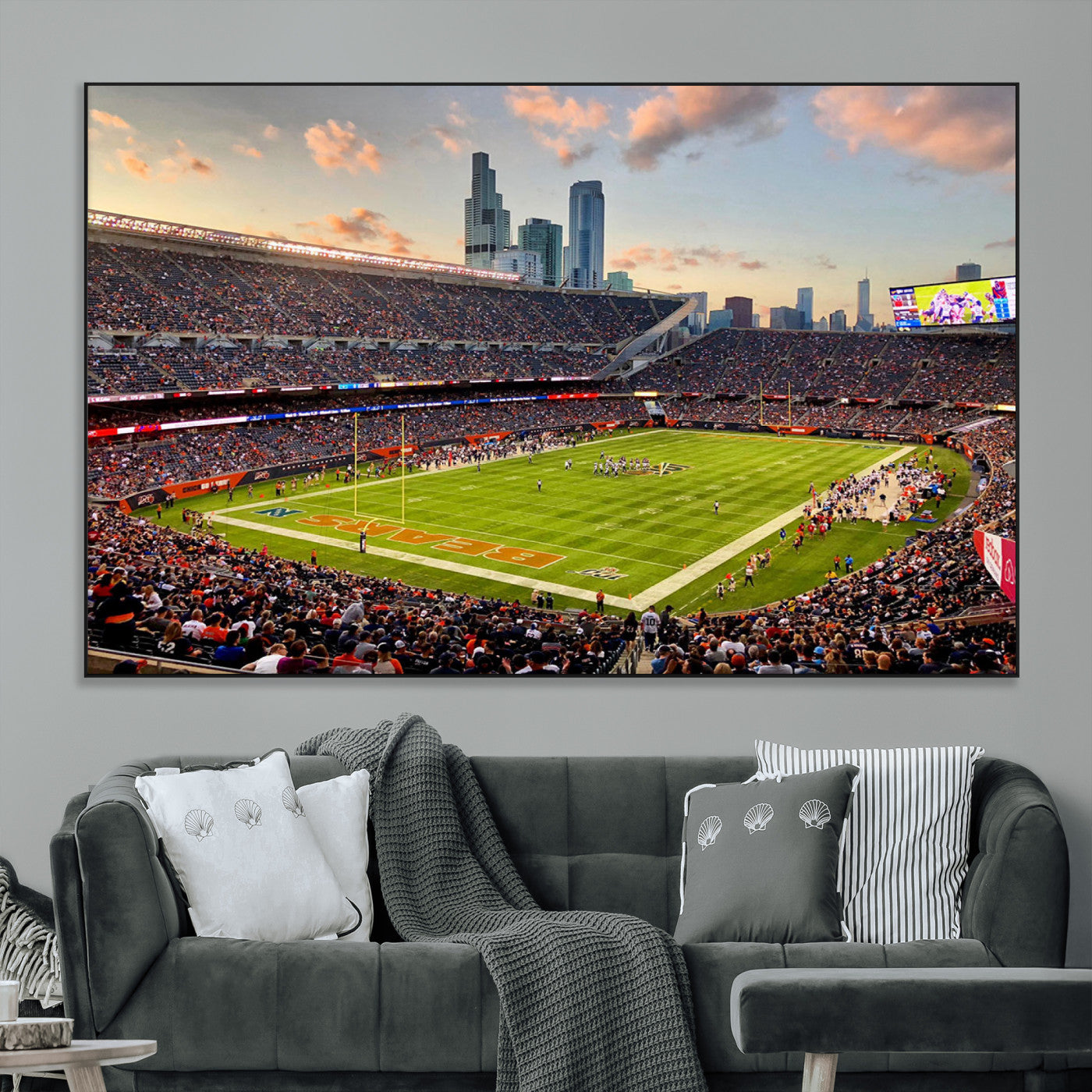 SEG-FC-51X34_Oversize - Chicago Bears Soldiers Field Wall Art Canvas Print – Framed Football Stadium Artwork for Sports