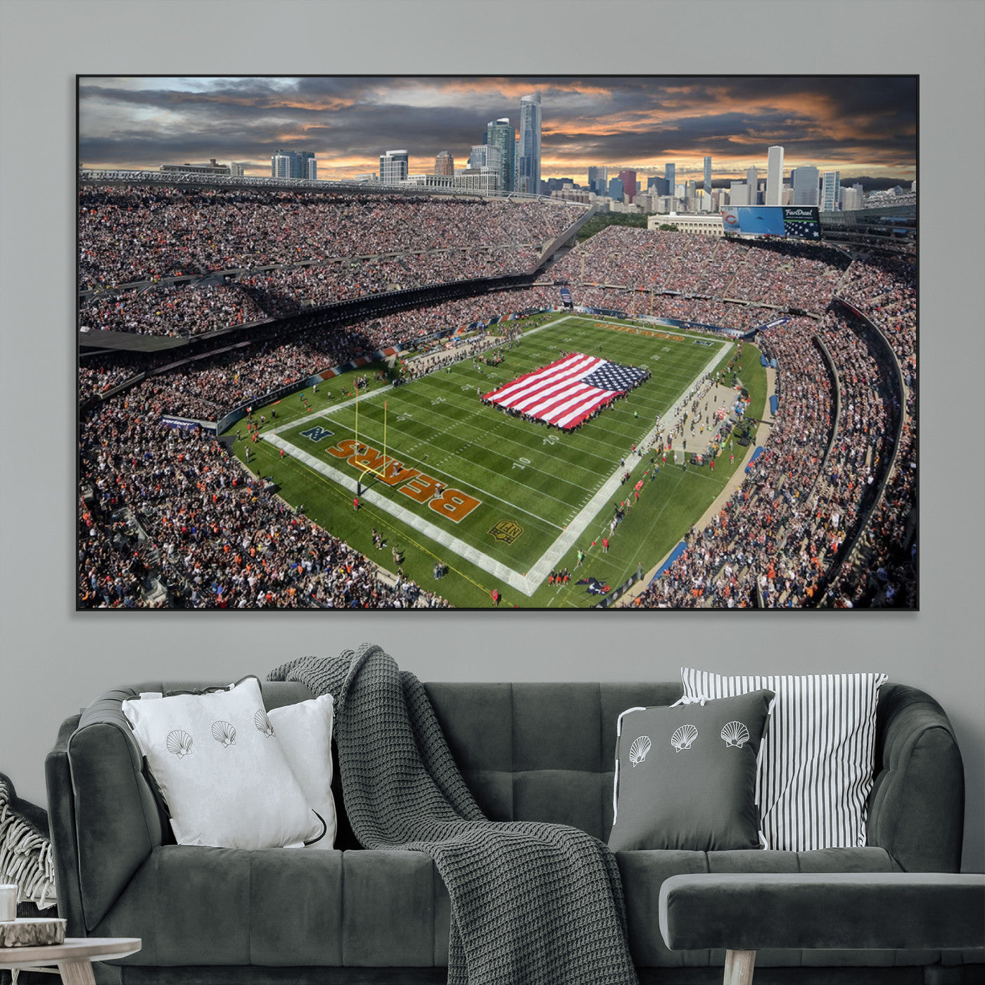 SEG-FC-51X34_Oversize - Chicago Bears Soldiers Field Wall Art Canvas Print – Framed Football Stadium Artwork for Sports