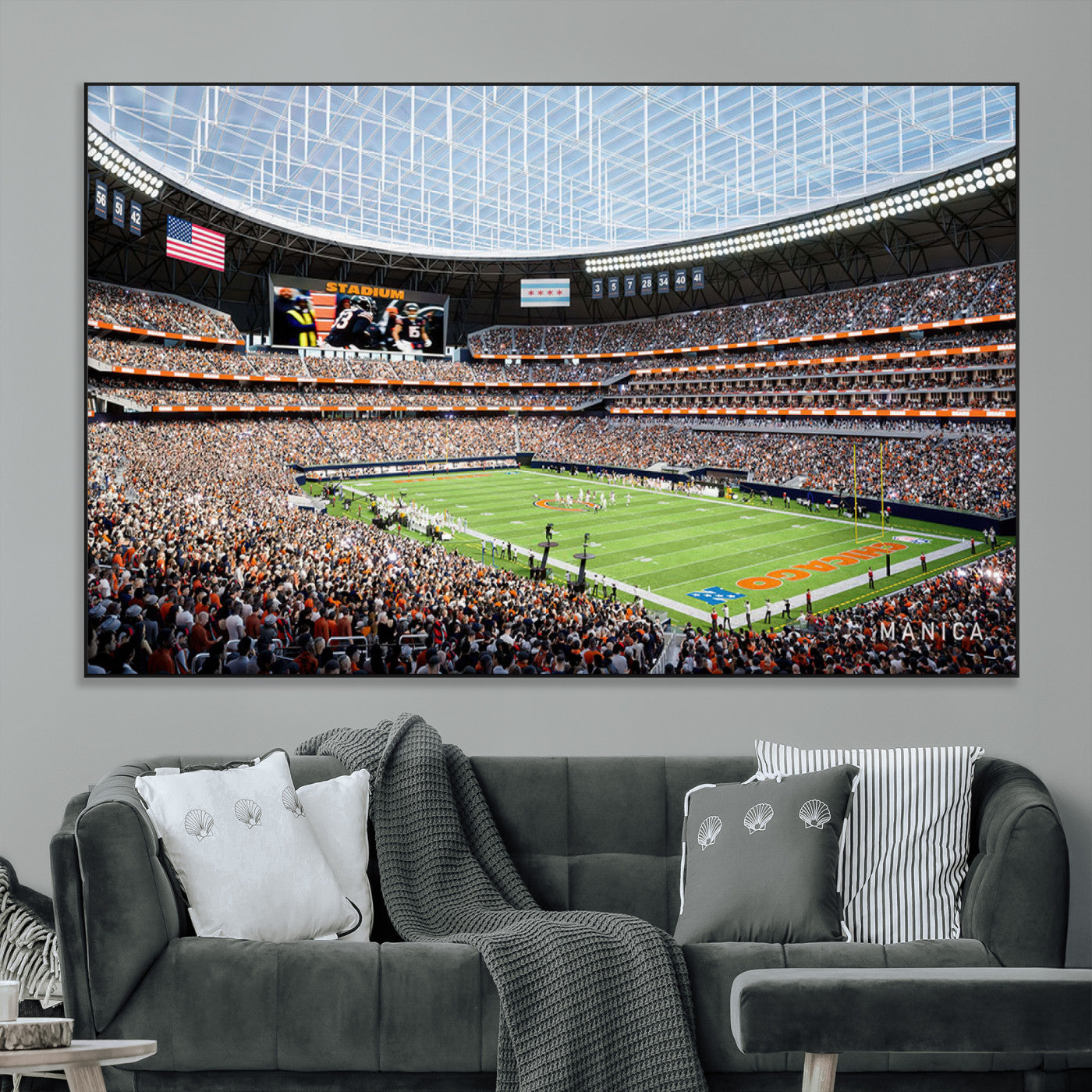 SEG-FC-51X34_Oversize - Chicago Bears Soldiers Field Wall Art Canvas Print – Framed Football Stadium Artwork for Sports