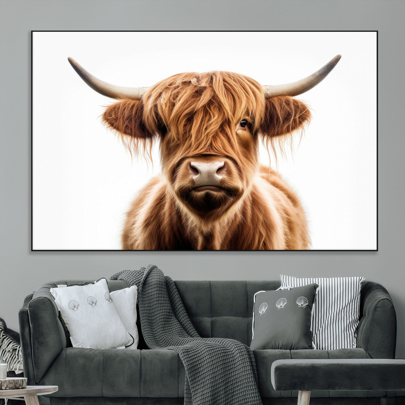 637908607-MGV-FP-36X24-3P_Black-Scottish Highland Cow Canvas Print, Framed Highland Cow Canvas Home Decor
