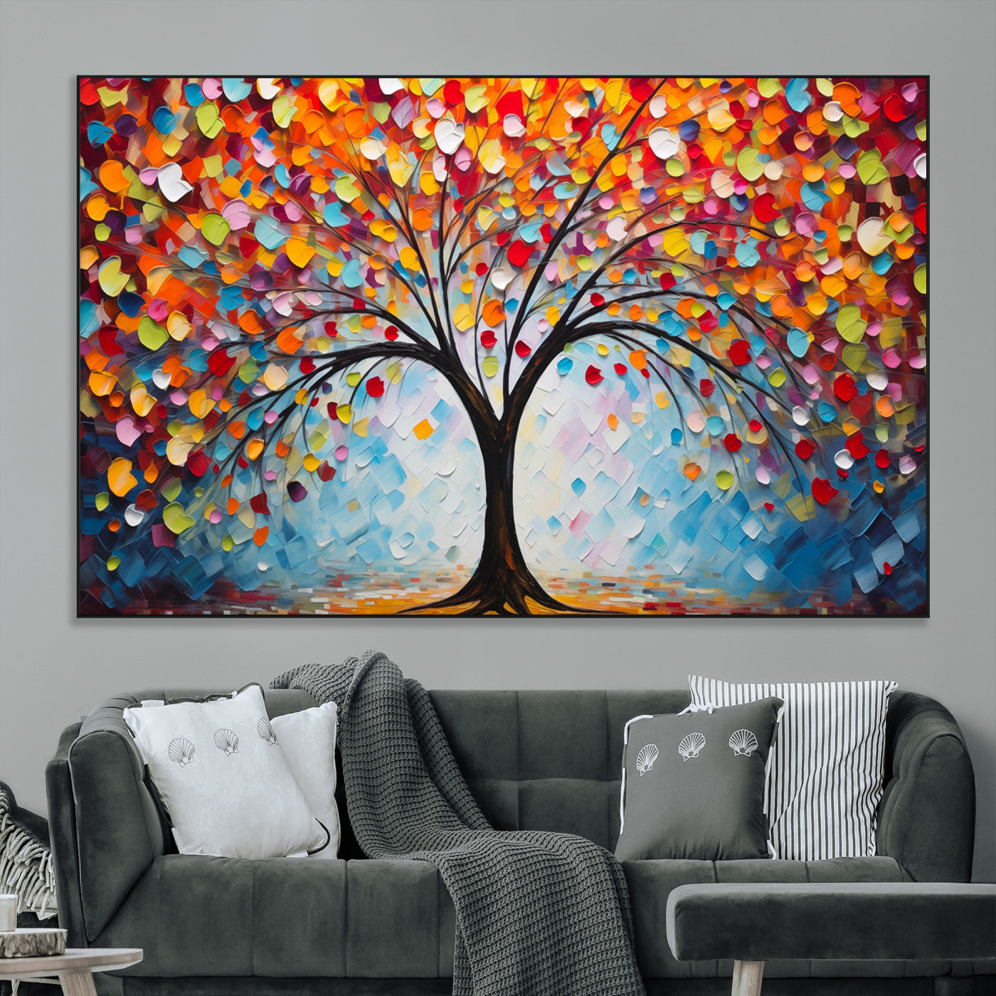 SEG-FC-51X34_Oversize - Vibrant Tree of Life Canvas Wall Art – Colorful Abstract Nature in Modern Decor - Ready to Hang