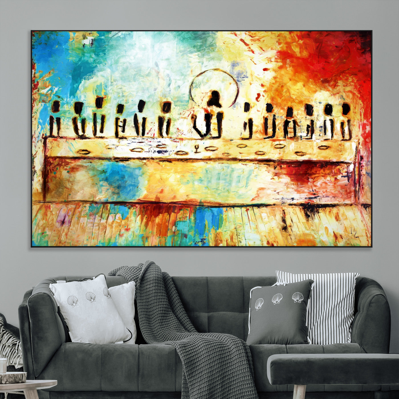 SEG-FC-51X34_Oversize - Abstract Last Supper with Apostles Wall Art Canvas Print