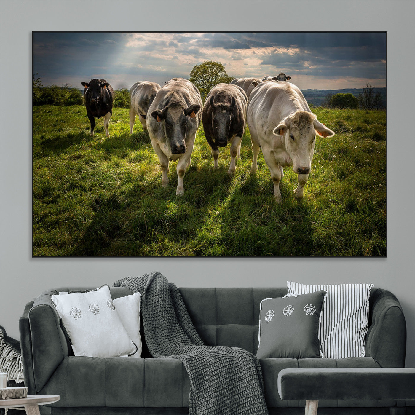 SEG-FC-51X34_Oversize - Grazing Cattle Herd Pasture Green Field Livestock Natural Farm Animals Rural Life Outdoor Wall Art