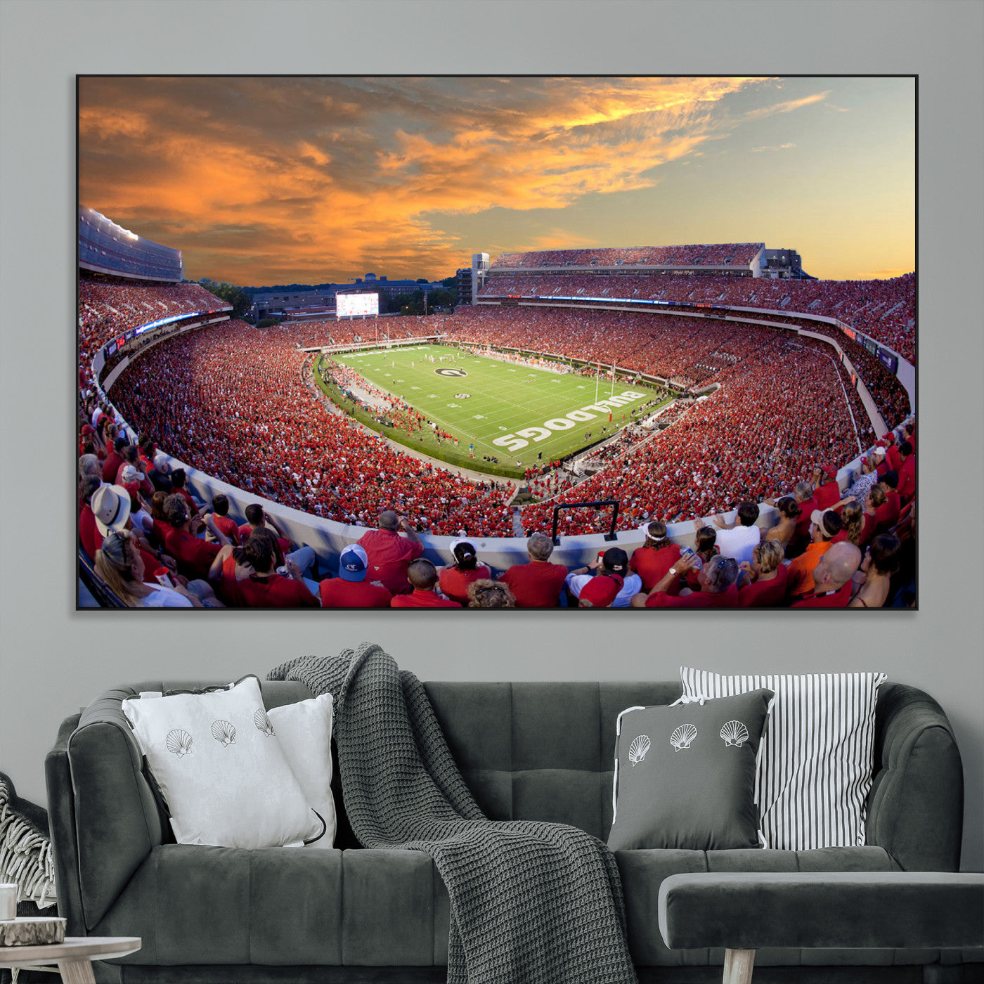 73680988-MGV-CV-36X24-Dooley Stadium Wall Art Print, Sports Arena Canvas Wall Art, Dooley Field at Sanford Stadium Canvas Print, Modern Athletic Field Art Printing